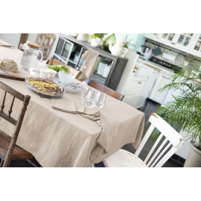 Cotton gauze tablecloth L'EFFET PAPILLON Beige