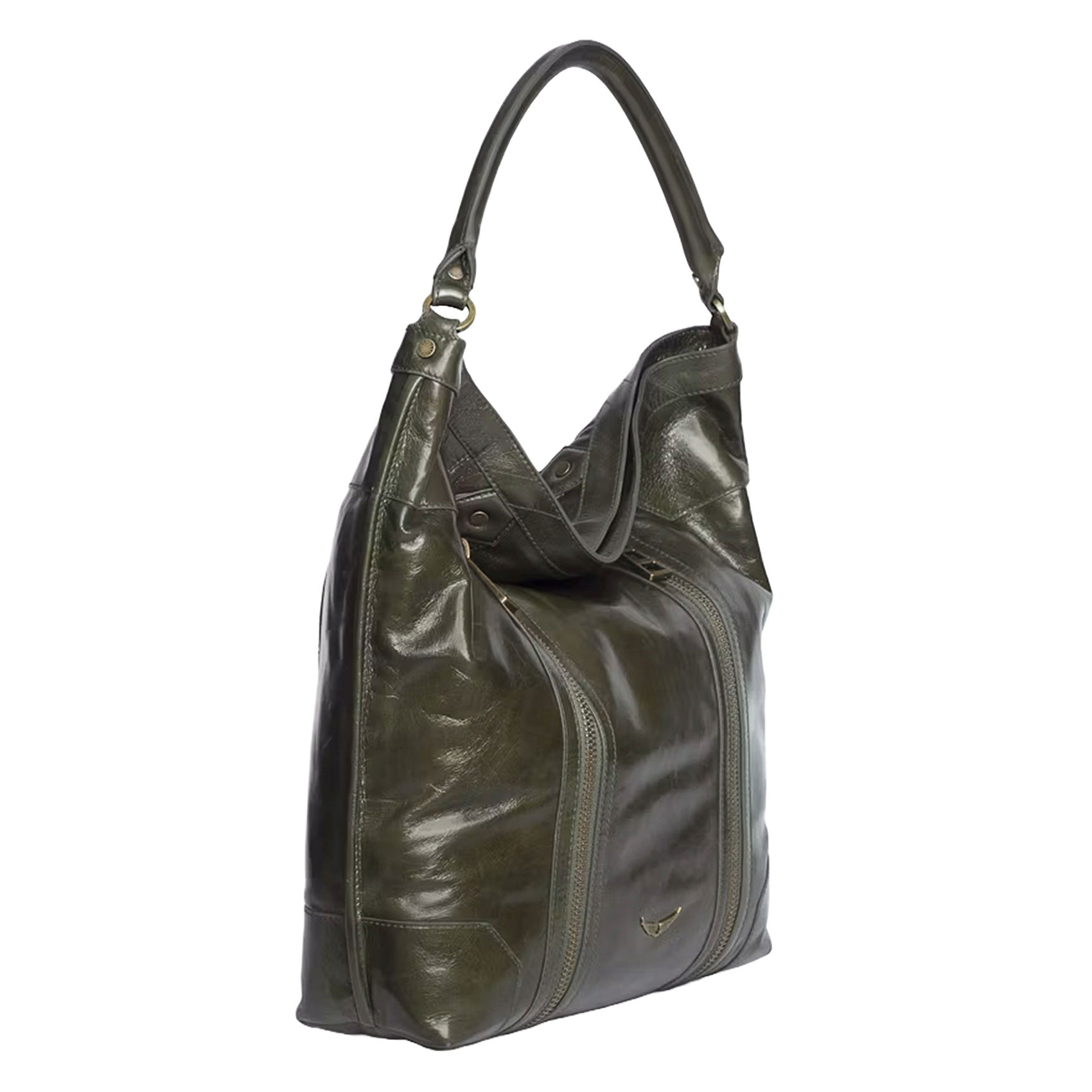 Schoudertas van lakleer ZADIG&VOLTAIRE Groen