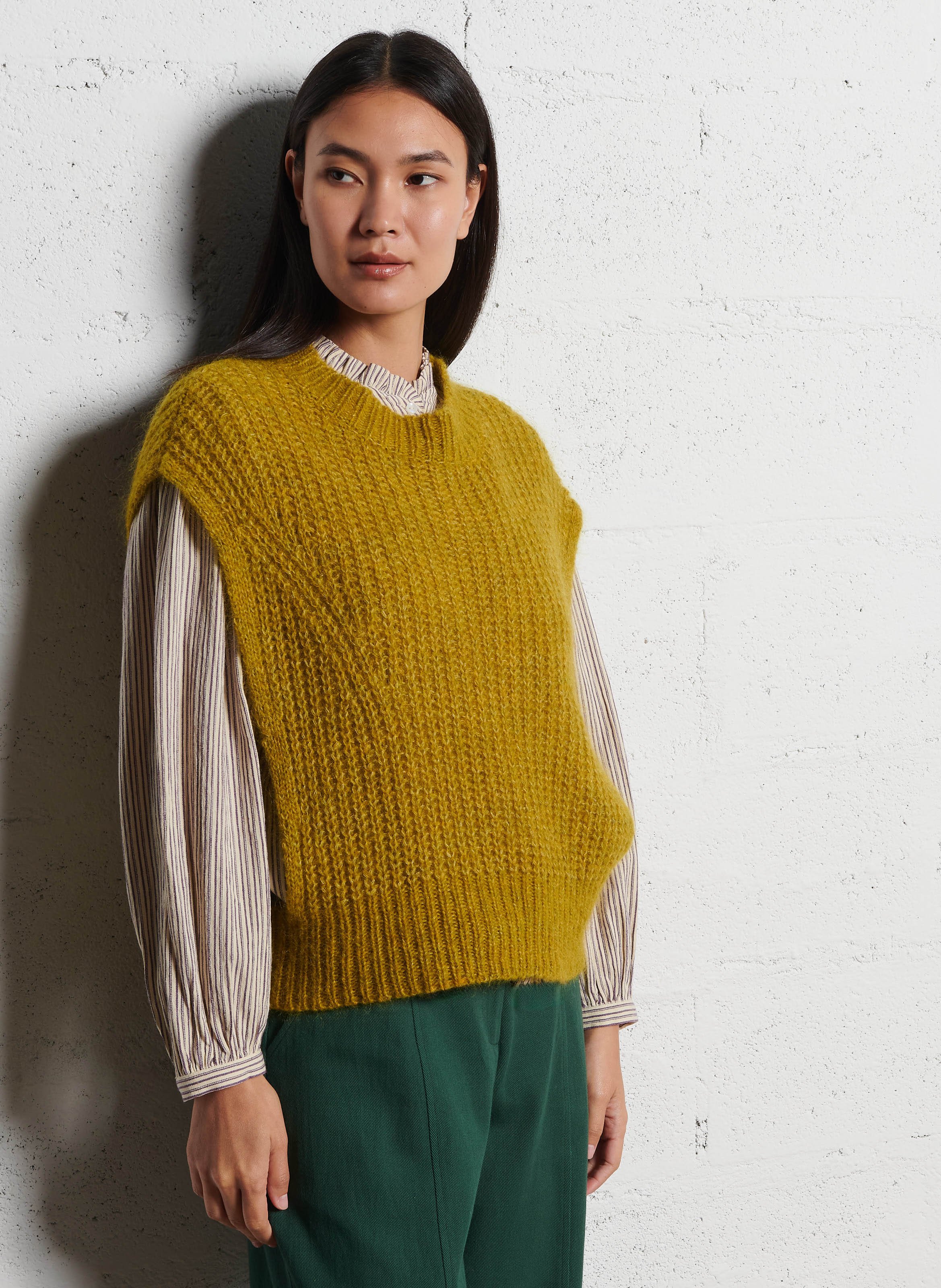 Pull sans manches en maille tricotée LOUISE MISHA Vert