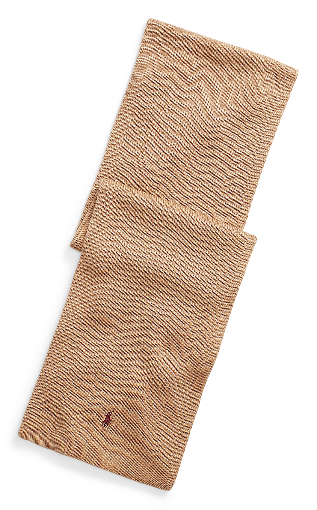 Ribbed wool knit scarf  Camel melange