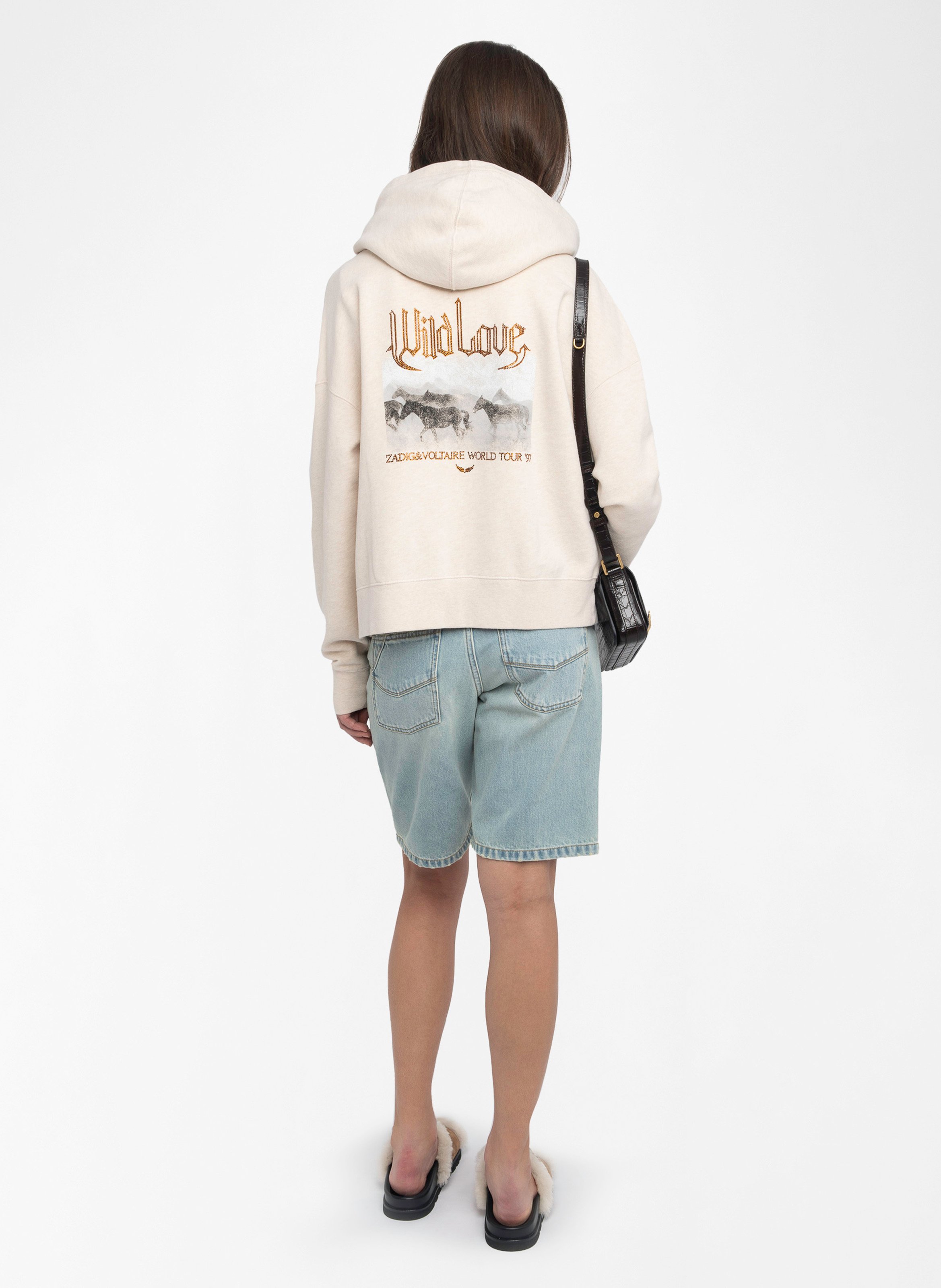 Sweat zippé à capuche à strass ZADIG&VOLTAIRE Marron