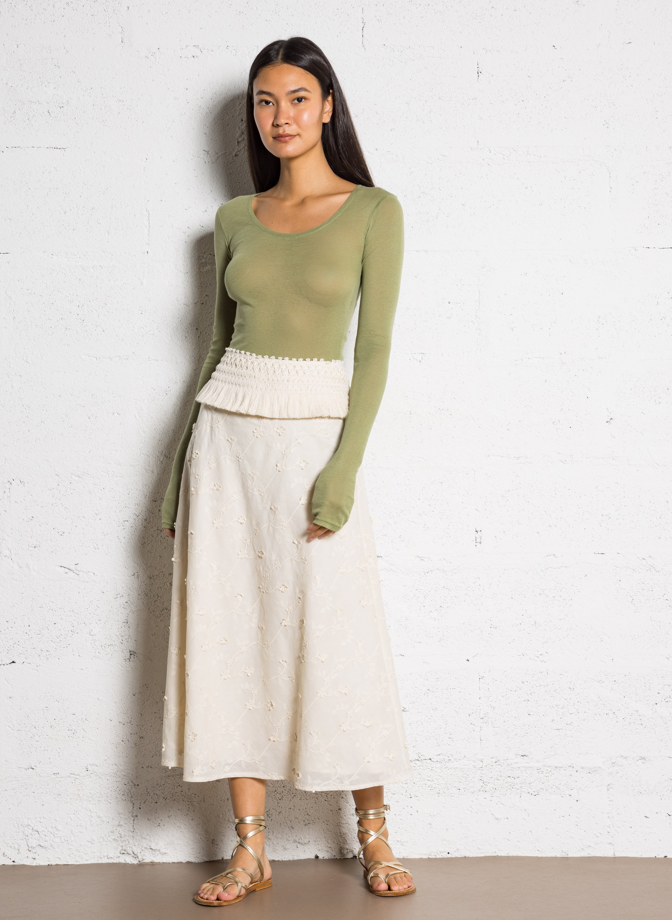 Cotton close-fit round-neck T-shirt Green