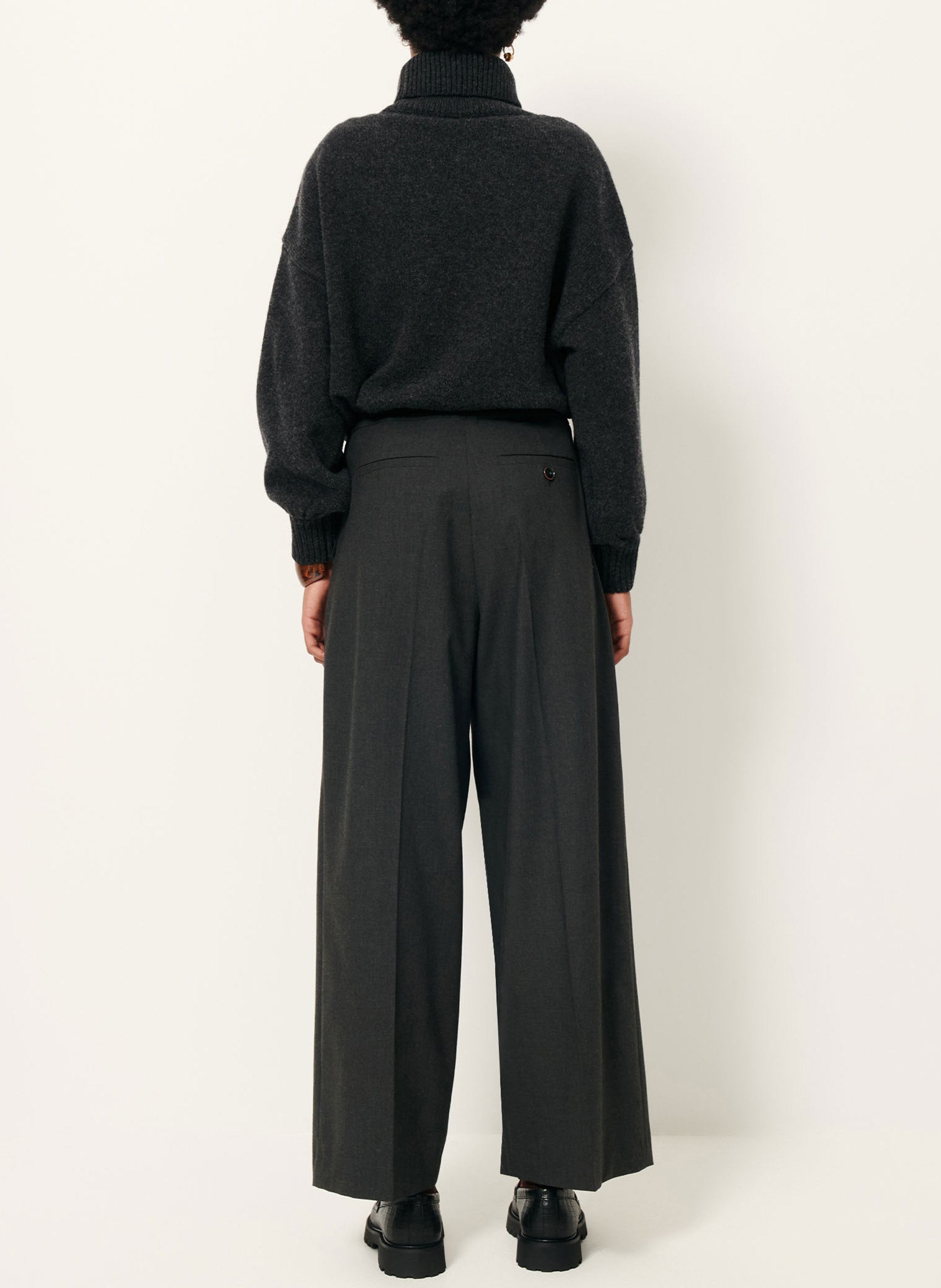 Pull oversize col roulé en laine et cachemire SESSUN Gris