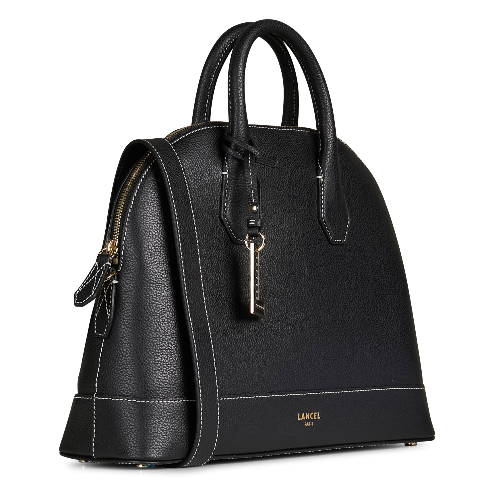 Sac bandoulière uni en cuir grainé LANCEL Noir