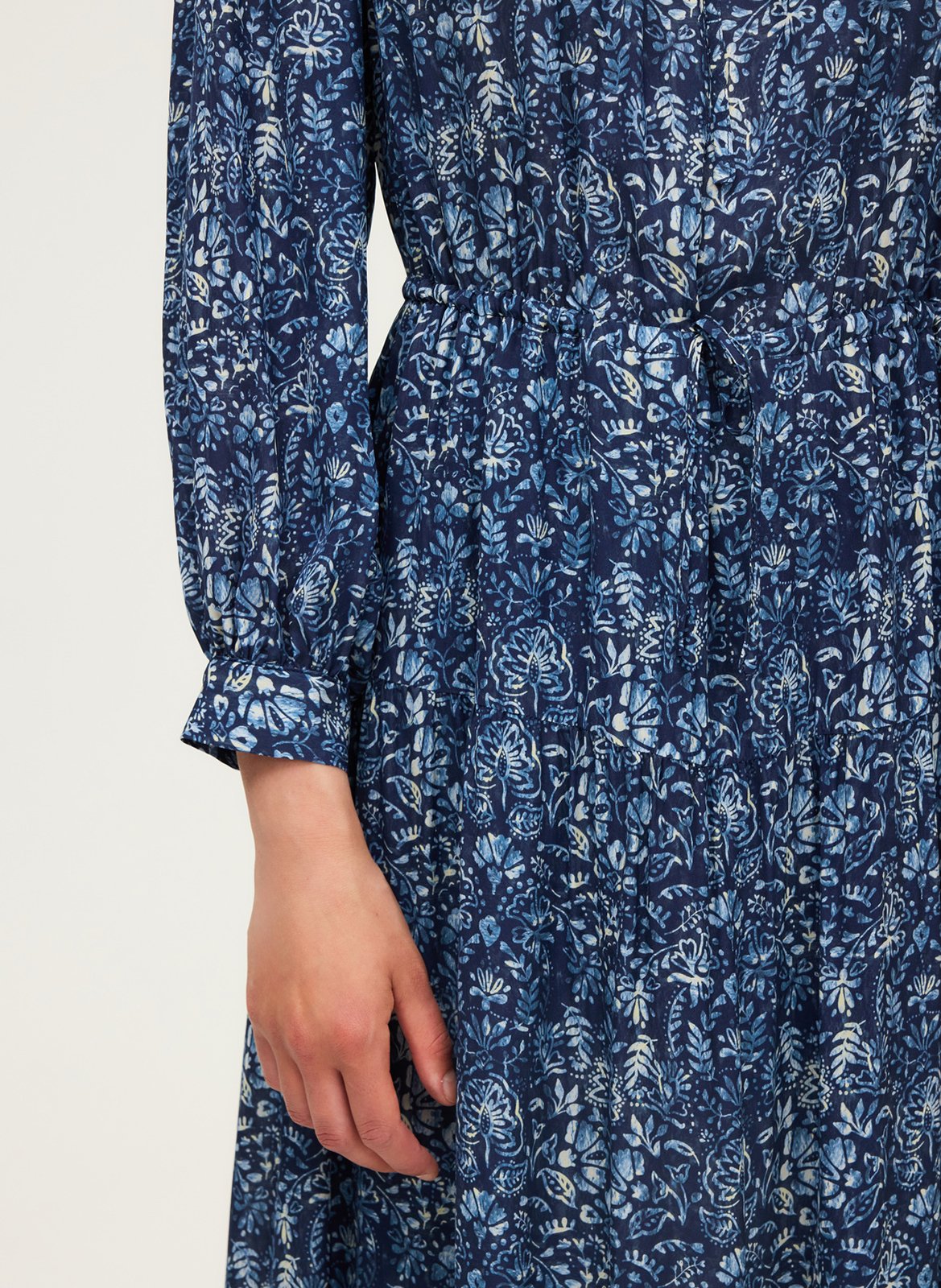 Robe midi col rond imprimée PABLO Bleu