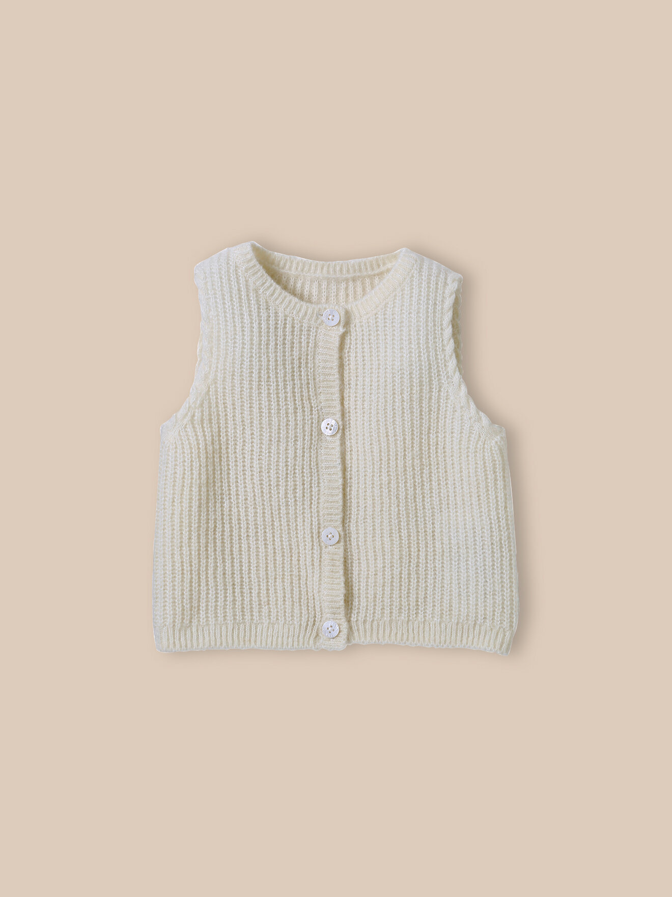 Wool and mohair sleeveless cardigan CYRILLUS Beige