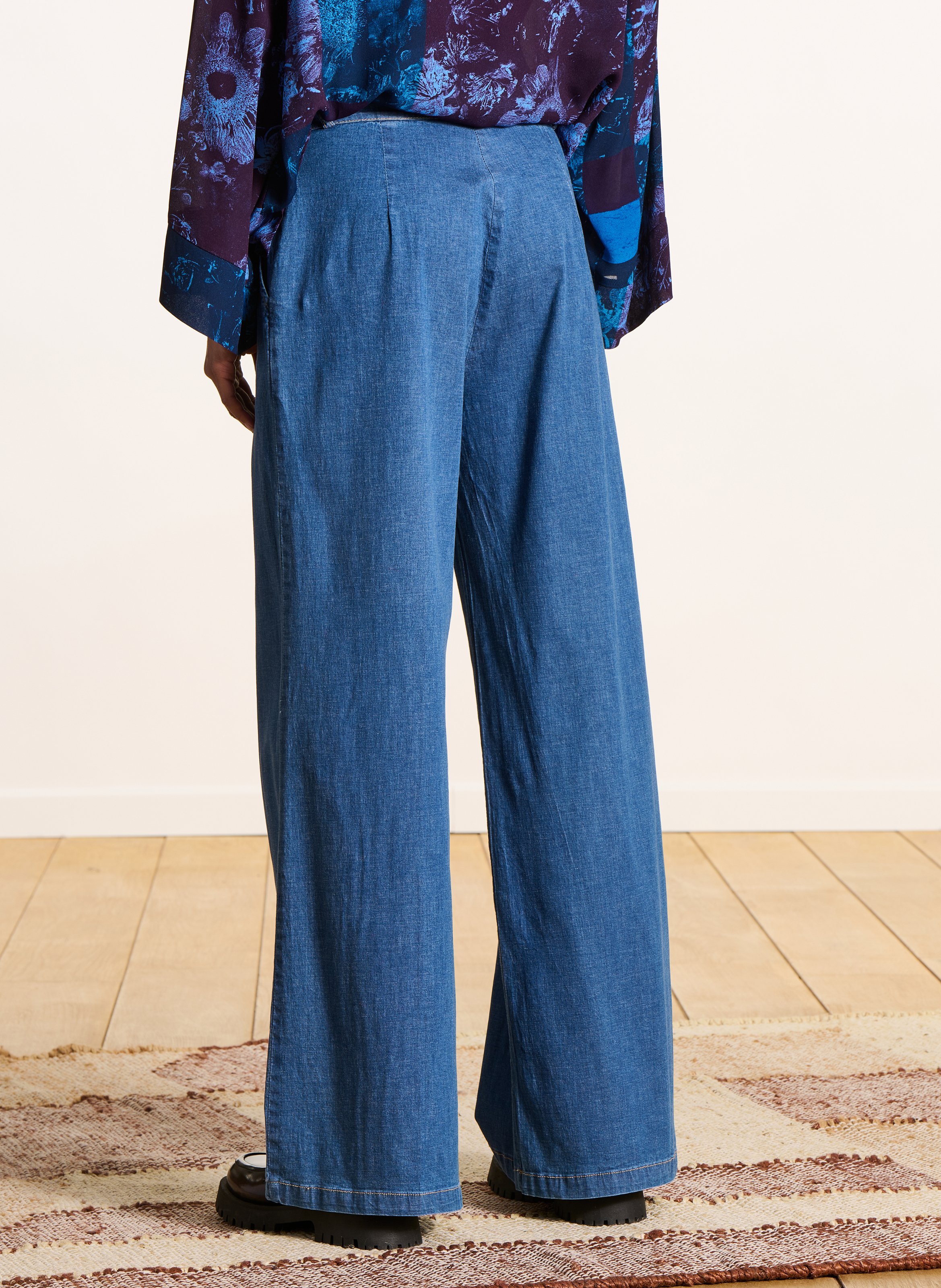 Flared jeans met hoge taille | katoenblend LA FEE MARABOUTEE Blauw