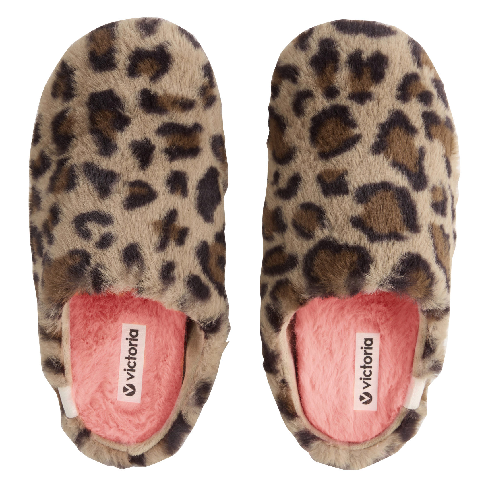 Chaussons en fausse fourrure léopard VICTORIA Beige