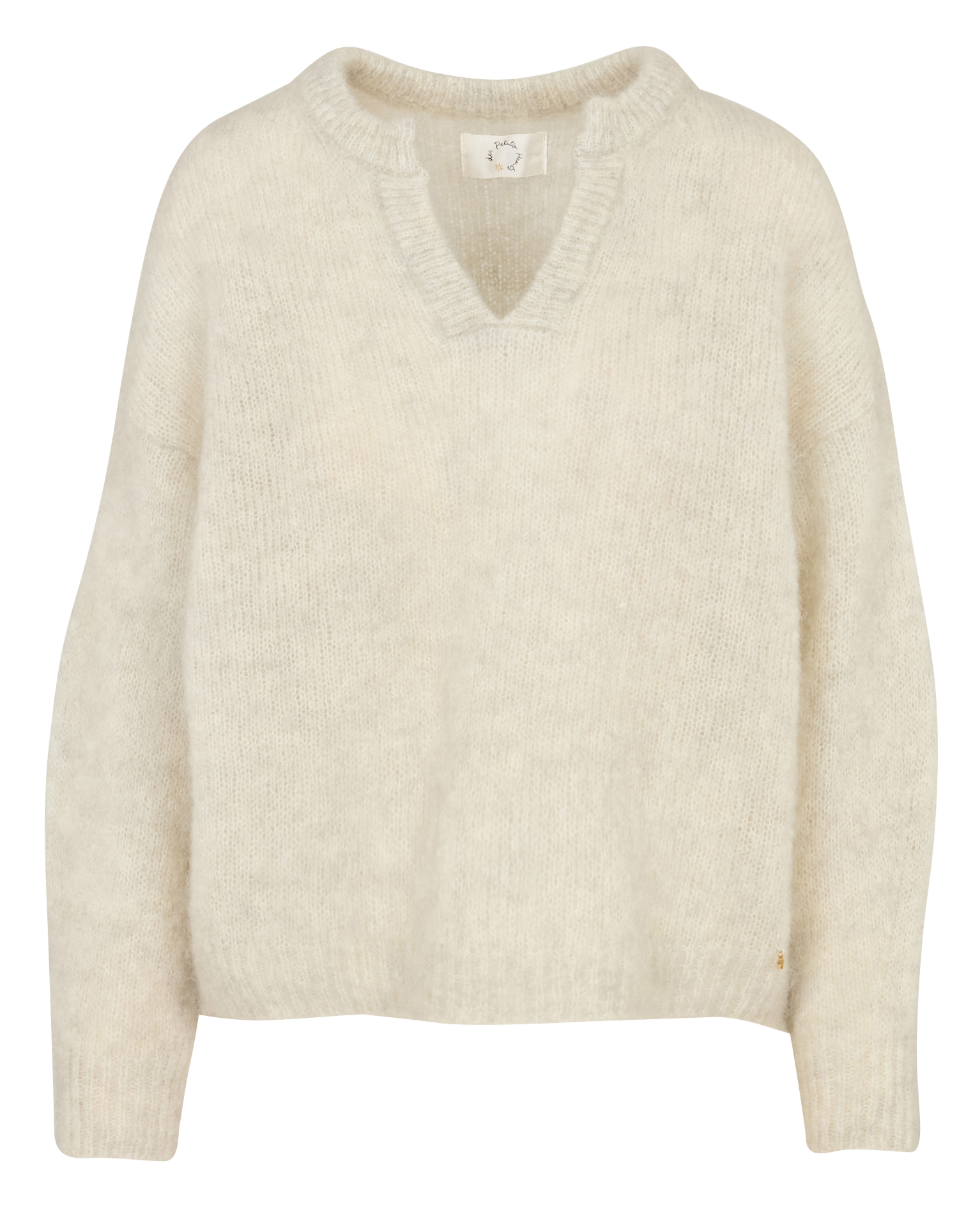 Pull ample col tunisien uni en laine mélangée DES PETITS HAUTS Gris