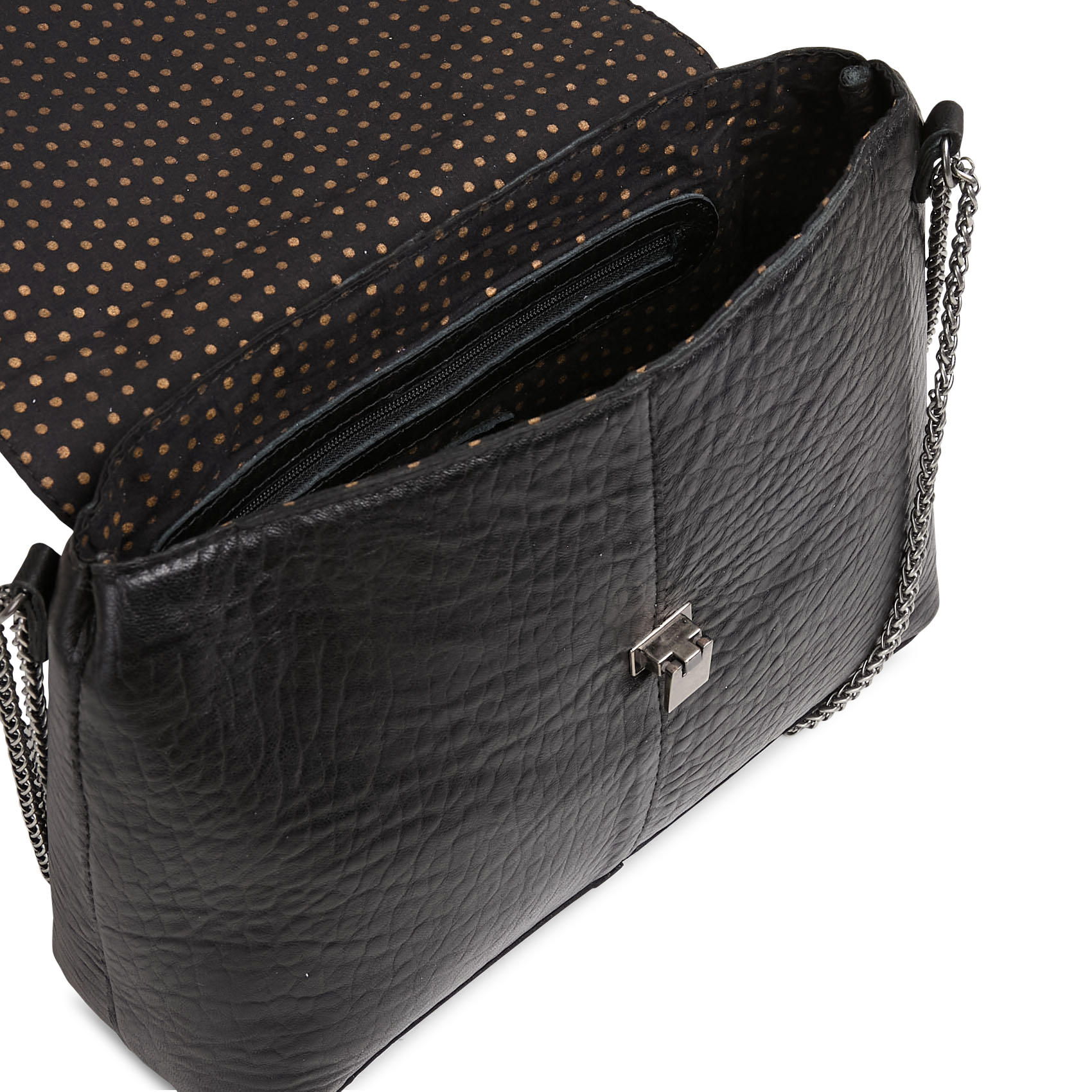 Leren schoudertas met klep PIECES Zwart