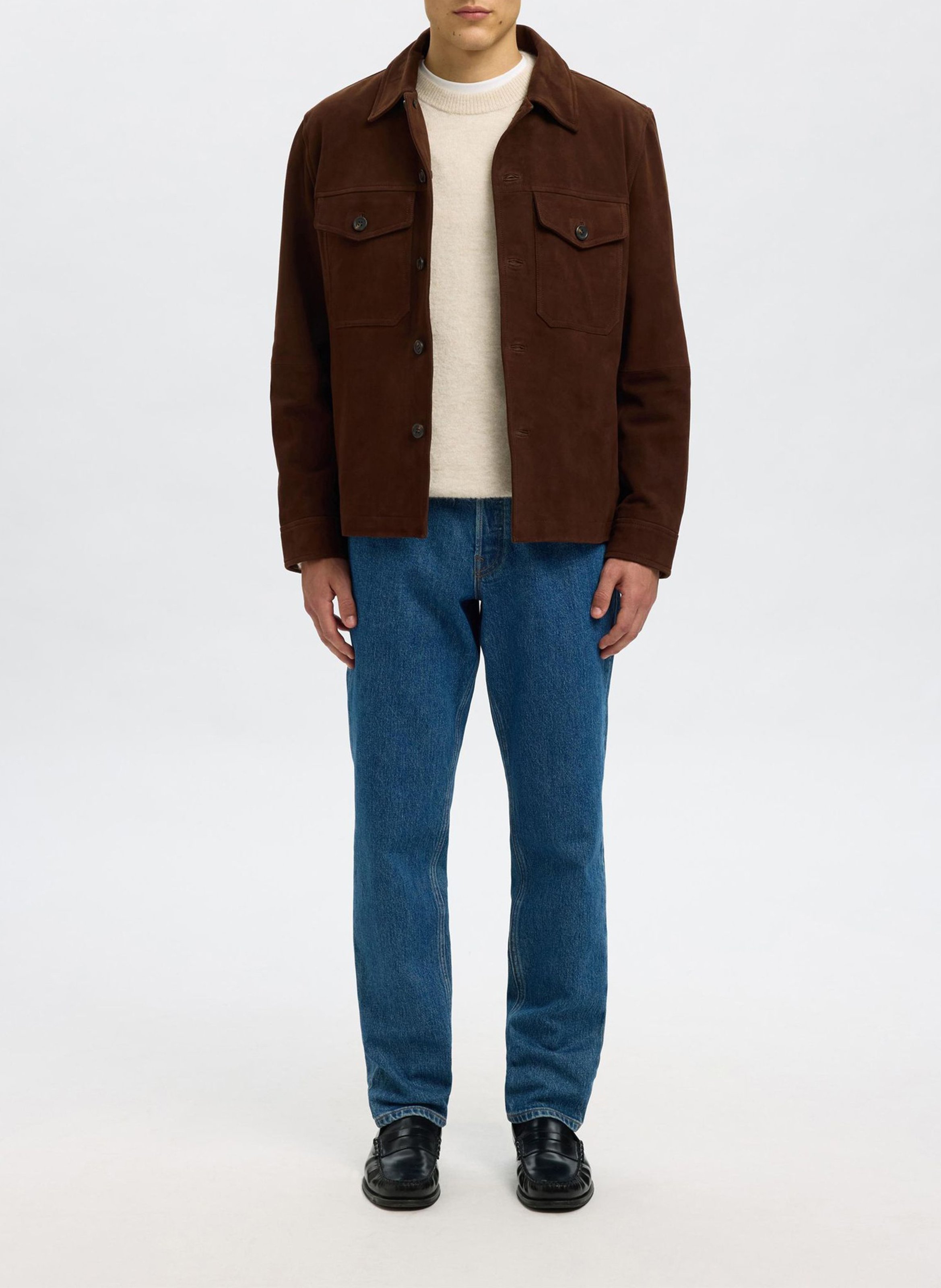 Lederjacke, gerader Schnitt SELECTED Braun