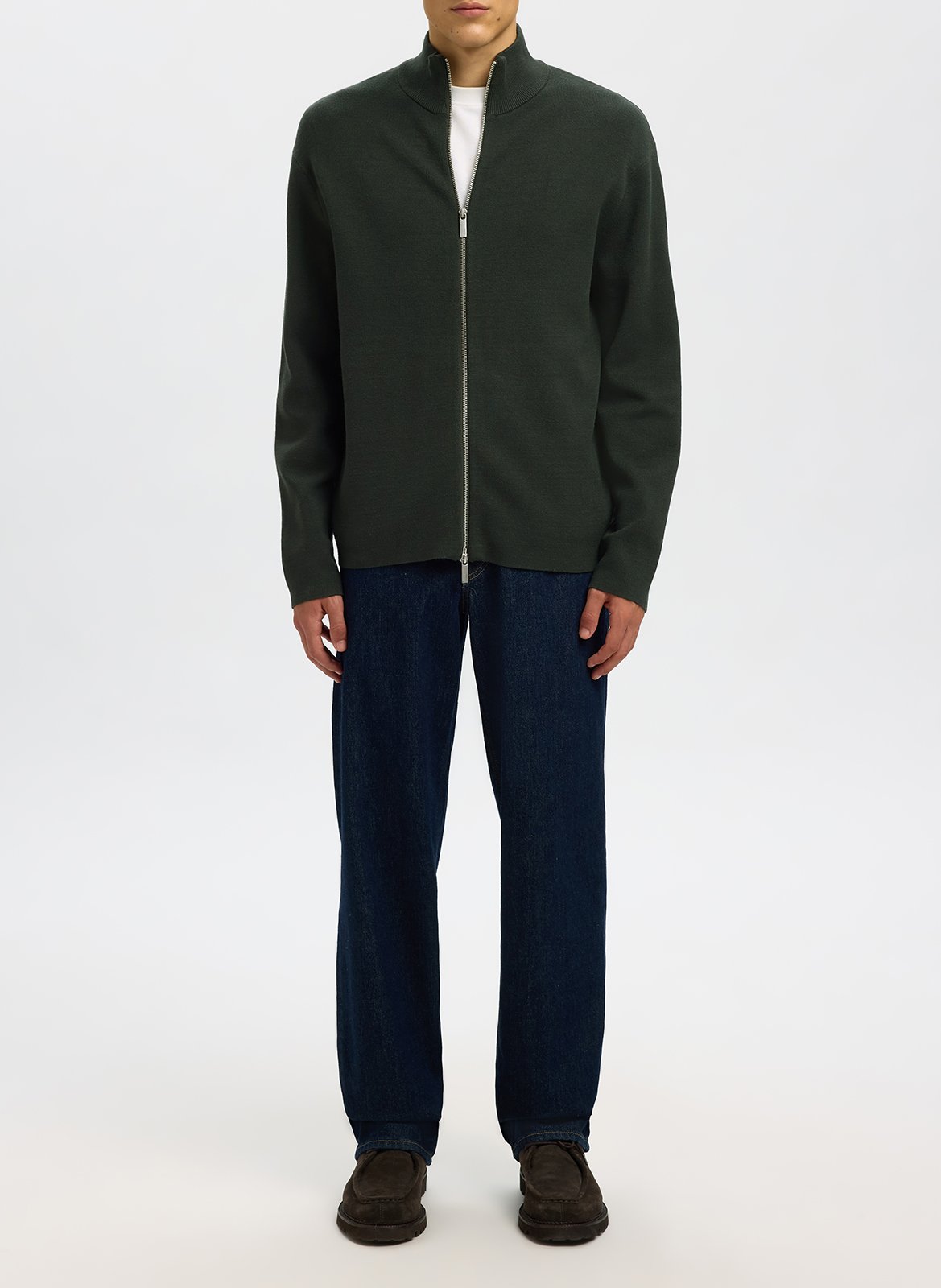 Gilet droit col montant  SELECTED Vert