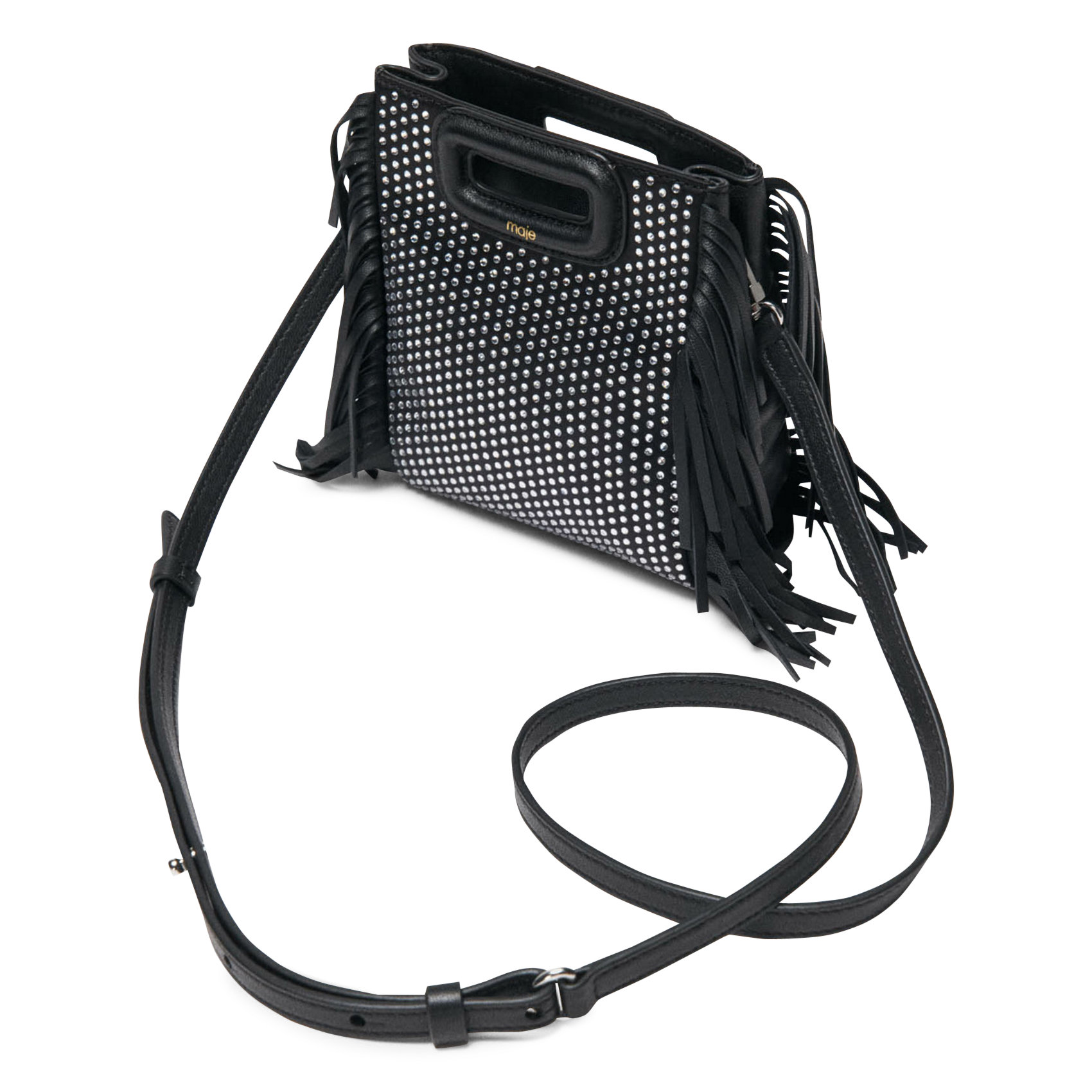 Schoudertas met stras MAJE Zwart