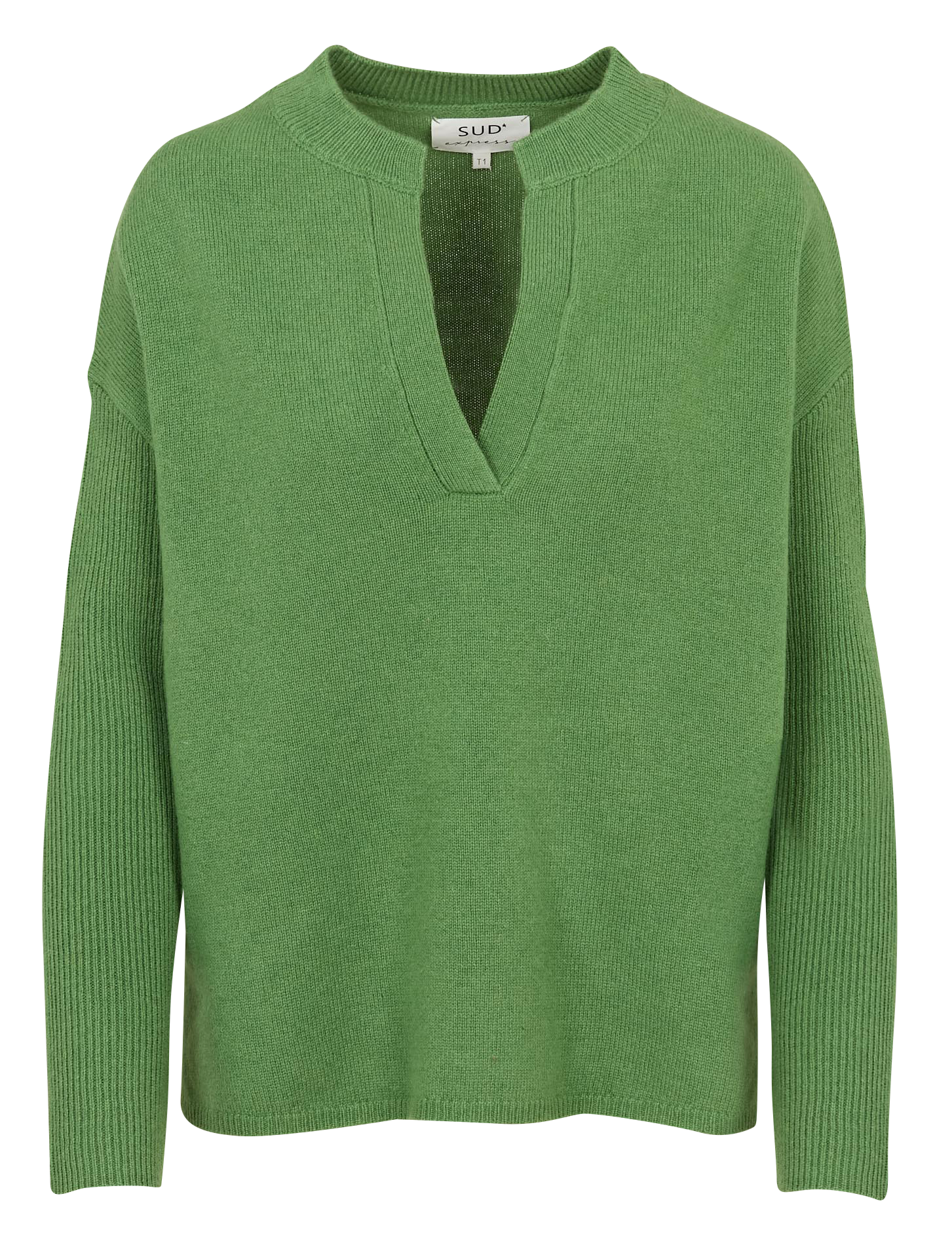 Oversized V-neck wool sweater  SUD EXPRESS Green