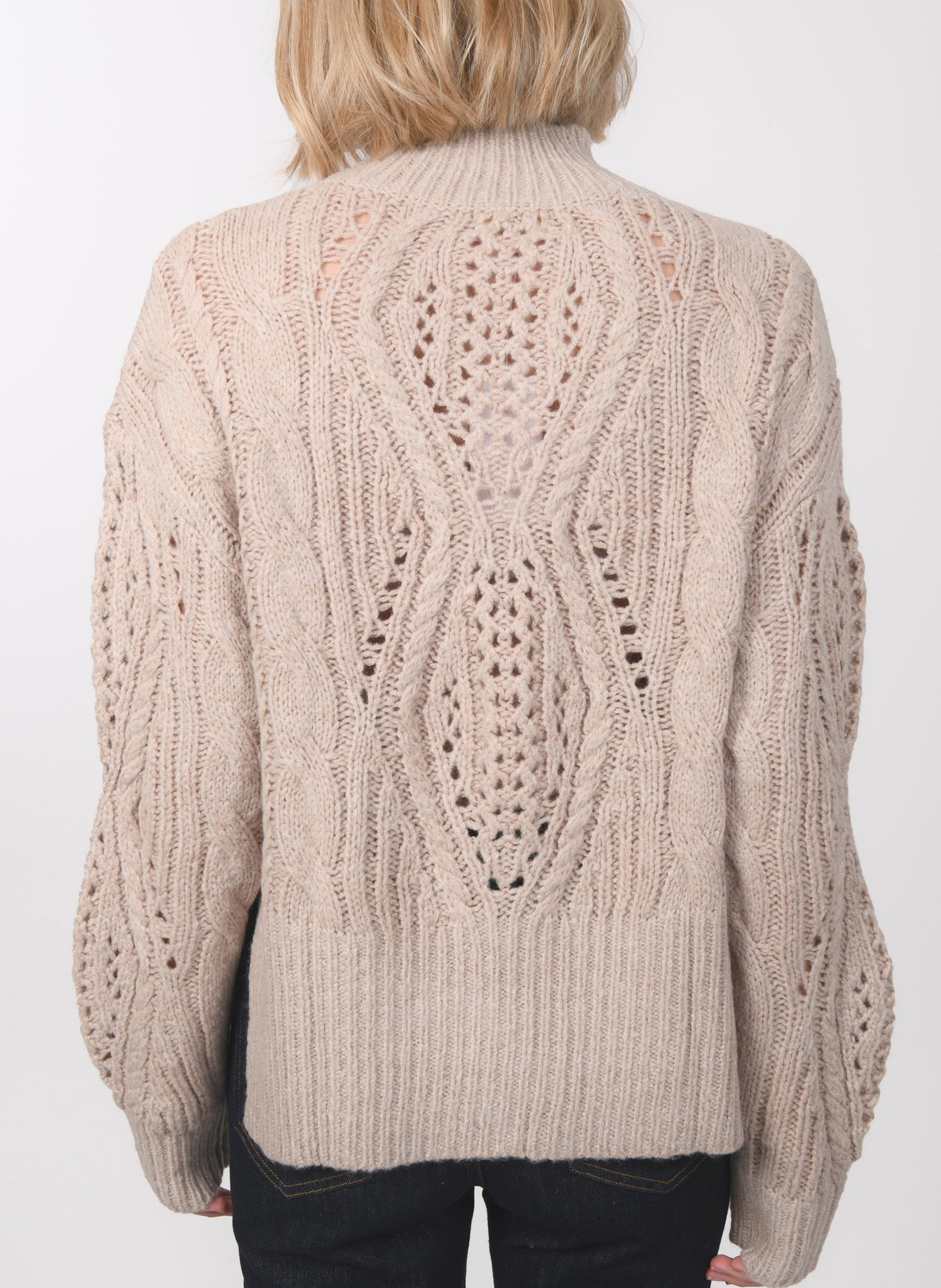 Pull oversize col montant en maille torsadée KOOKAI Marron