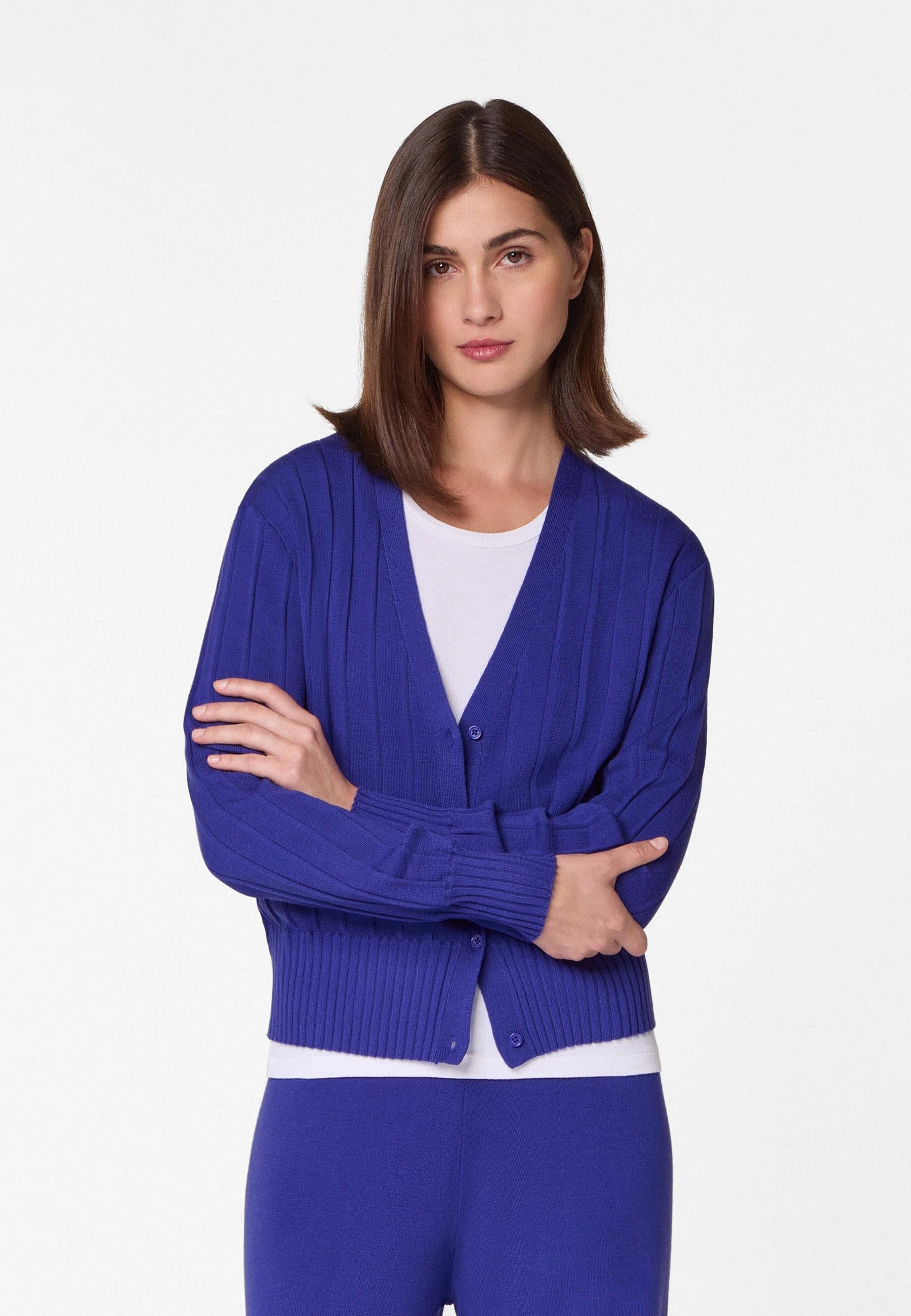 Bulgarie merino wool short cardigan RODIER Blue