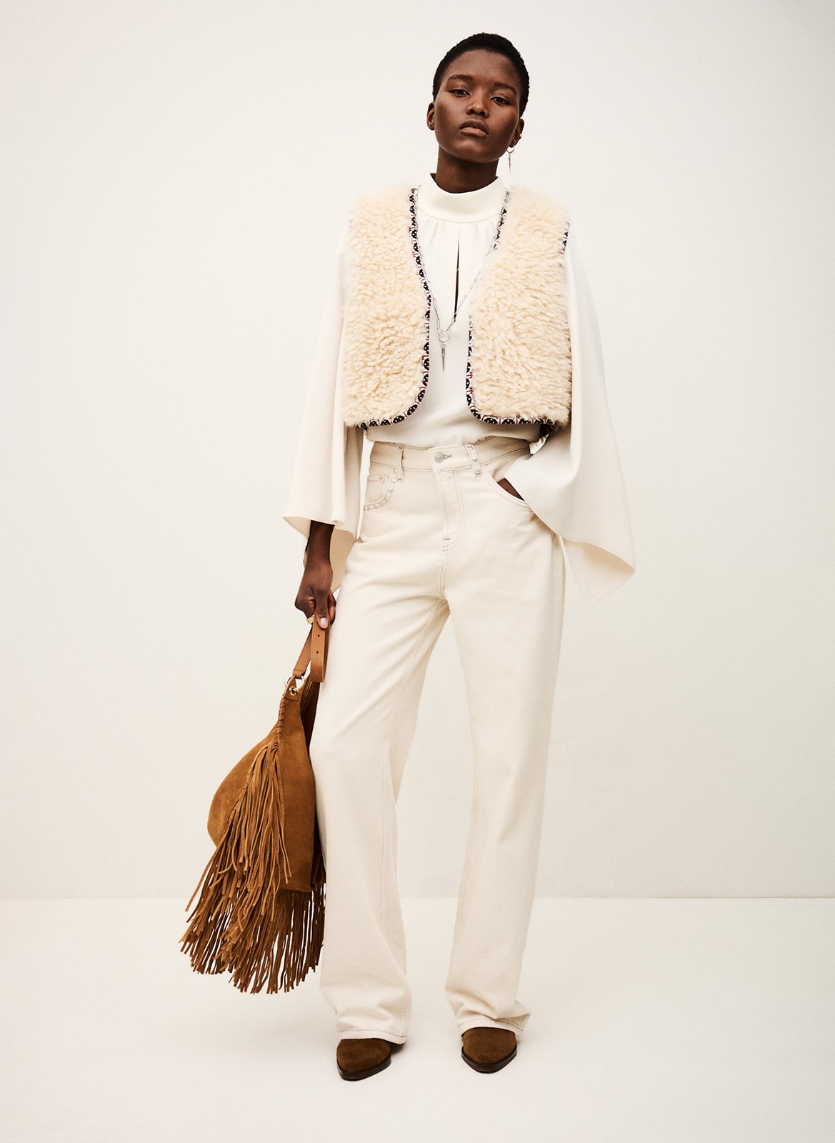 Jean droit en coton BA&SH Beige