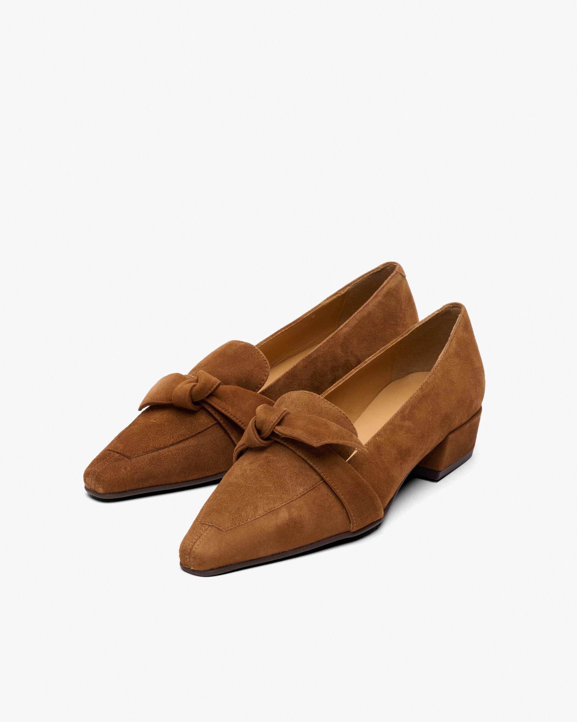 Brown suede pumps with bow PEDRO MIRALLES Brown
