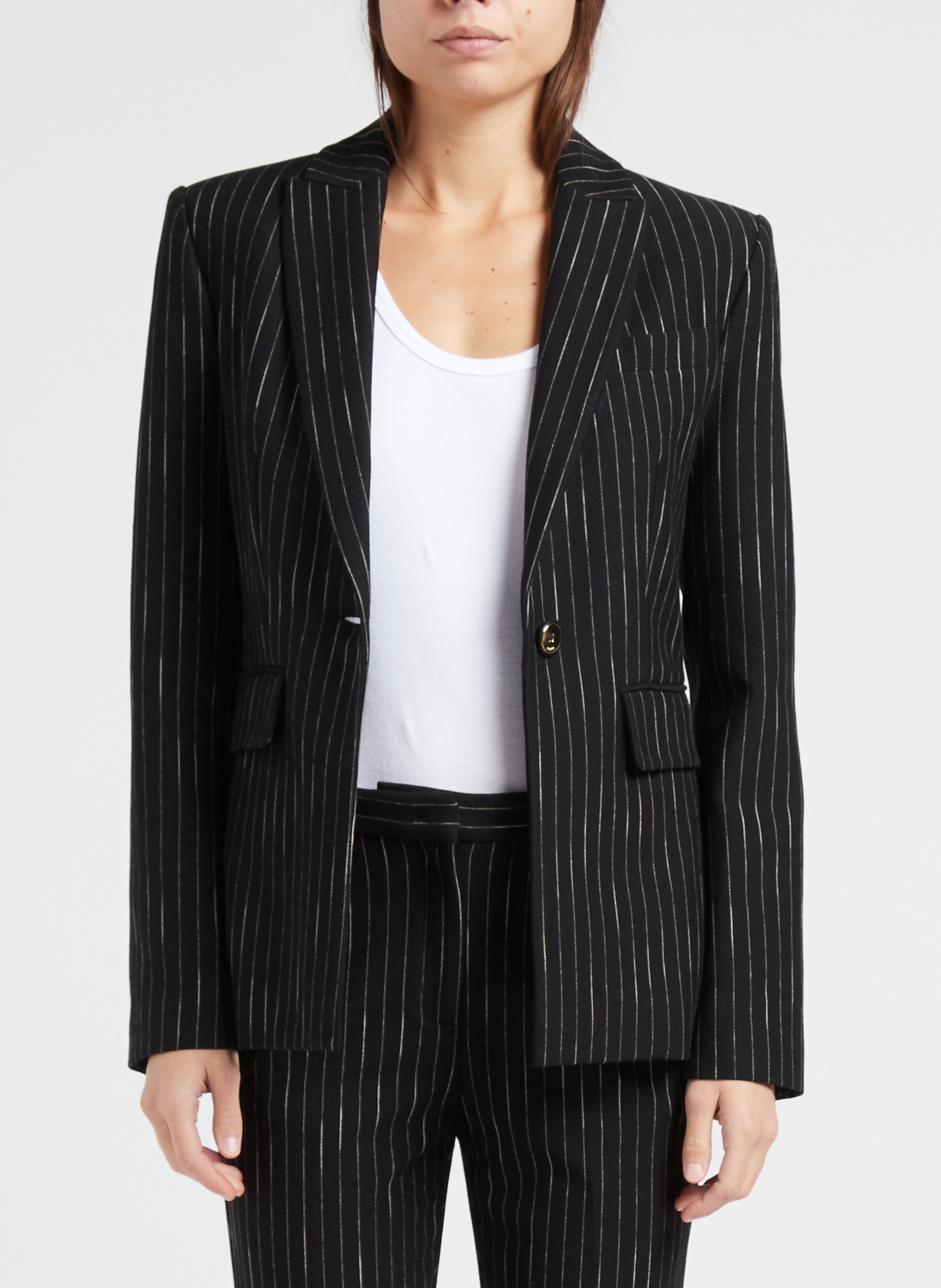 Getailleerde blazer met strepen PINKO Zwart