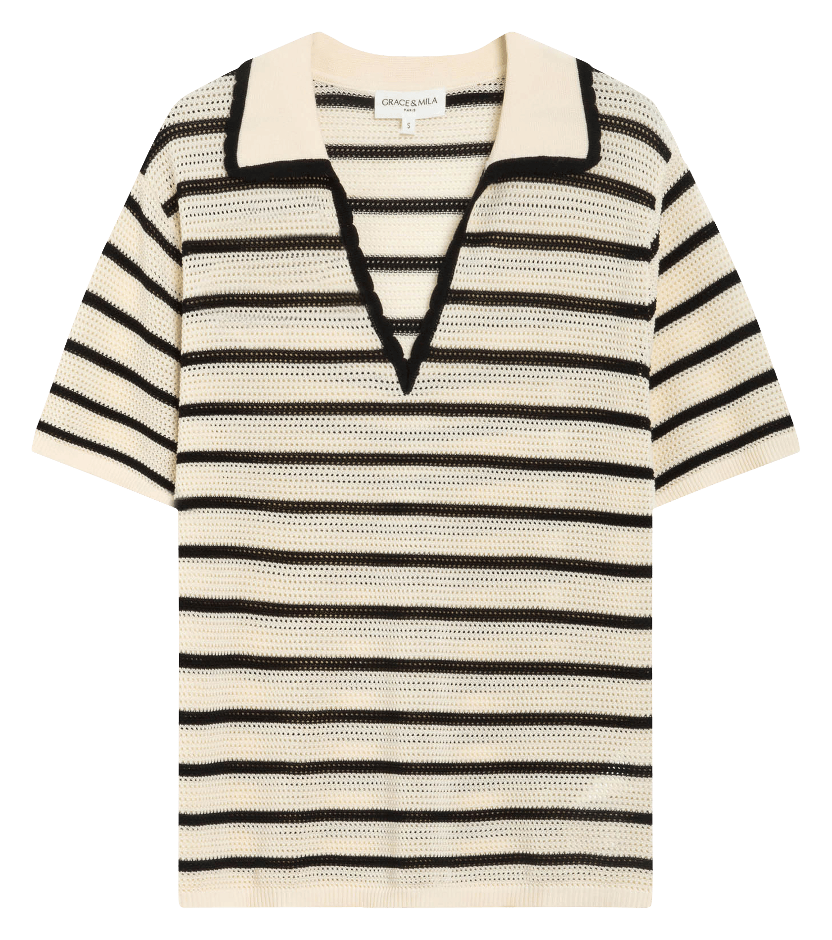 Top col polo en maille GRACE ET MILA Blanc