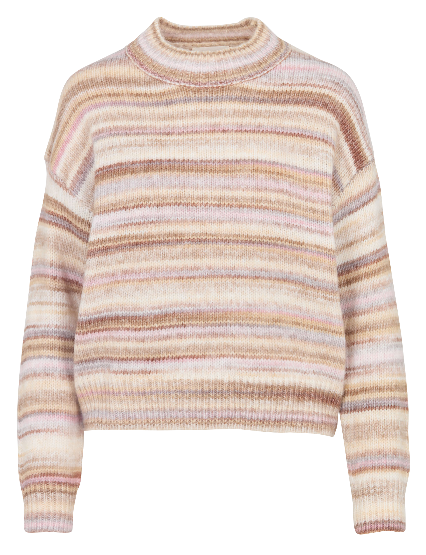 Pull ample col rond à rayures MAISON 123 Beige