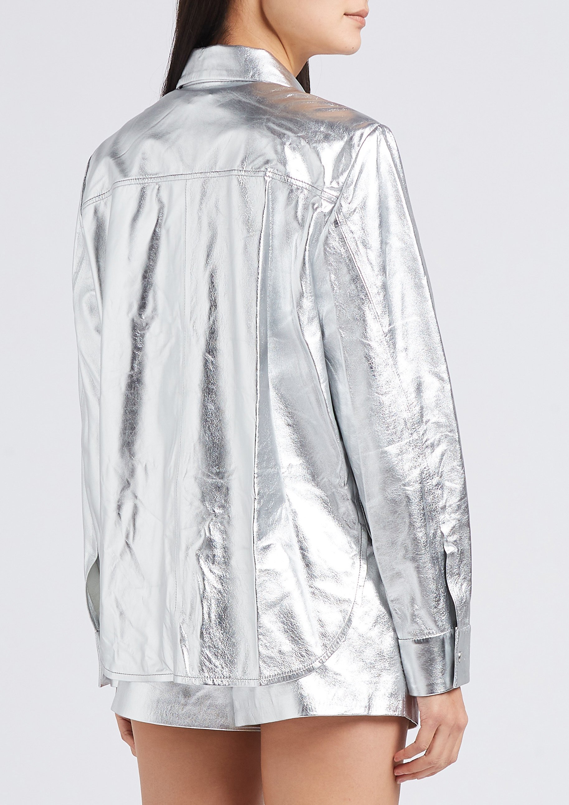 Surchemise droite col classique en cuir IRO Argent