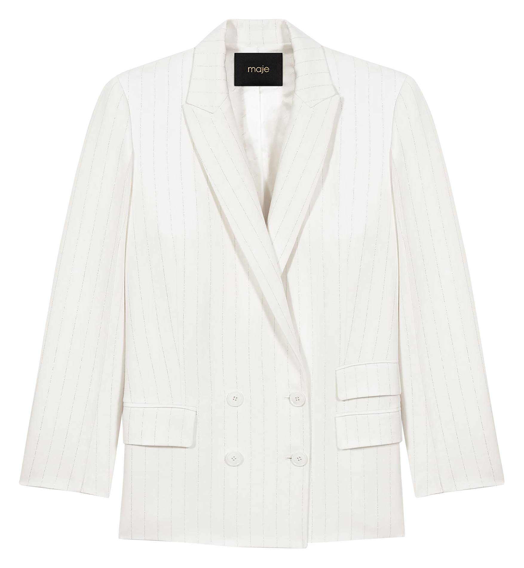 Rechte, gestreepte blazer MAJE Wit