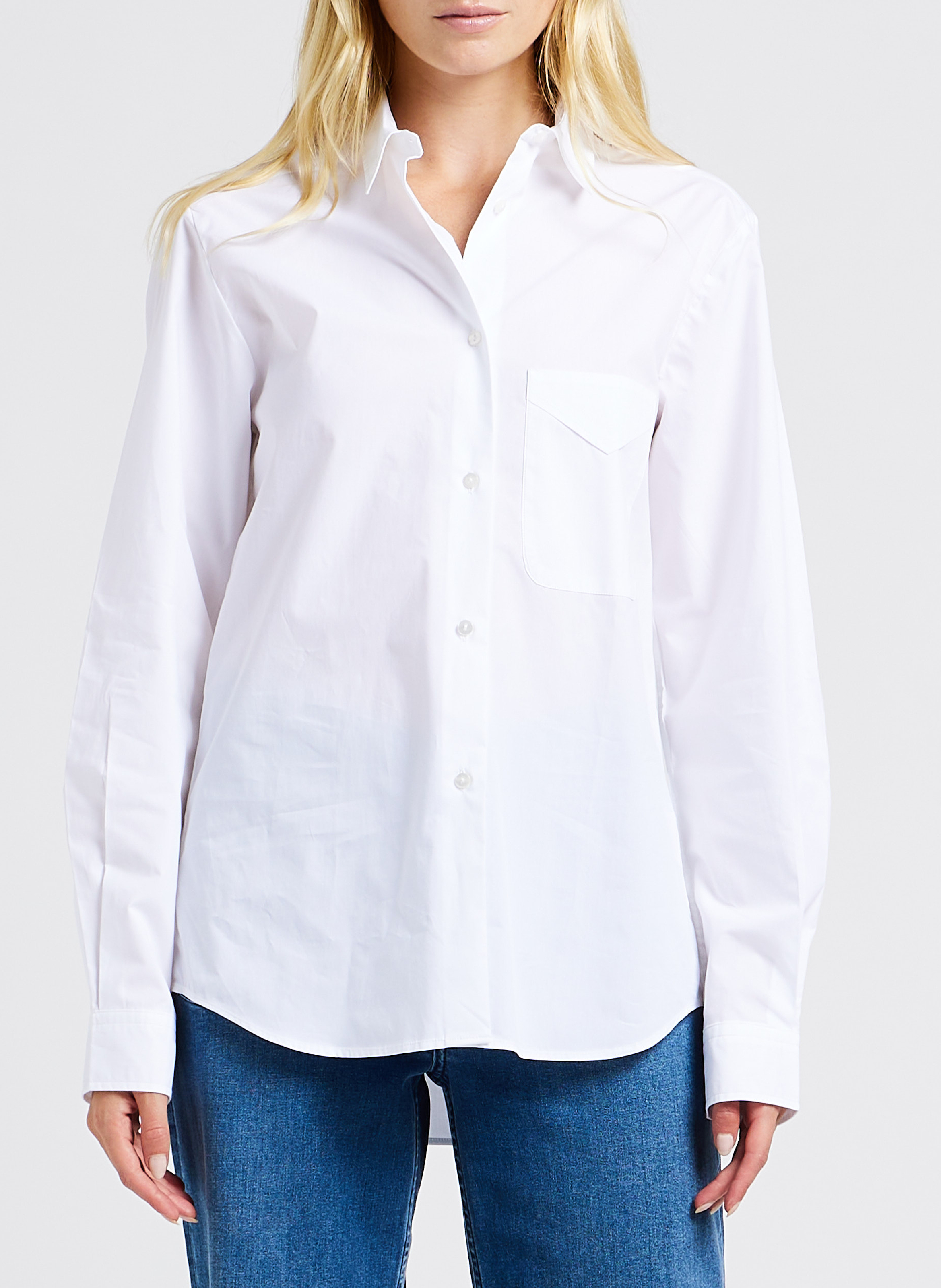 Chemise à col classique droite en coton ACQUAVERDE Blanc