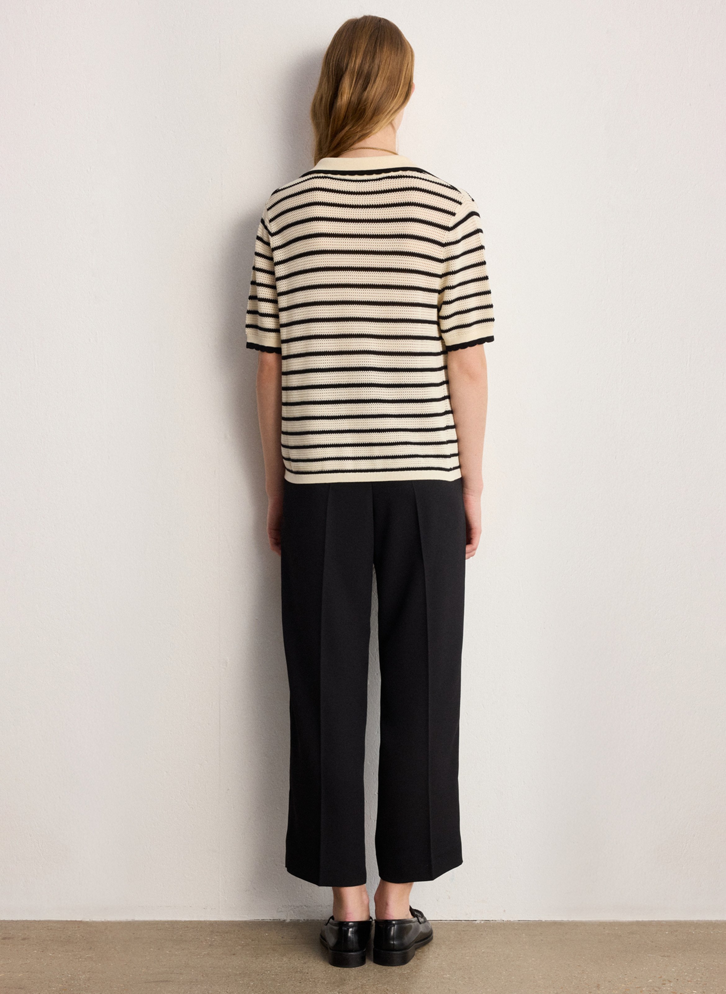 Pull droit à rayures PABLO Beige