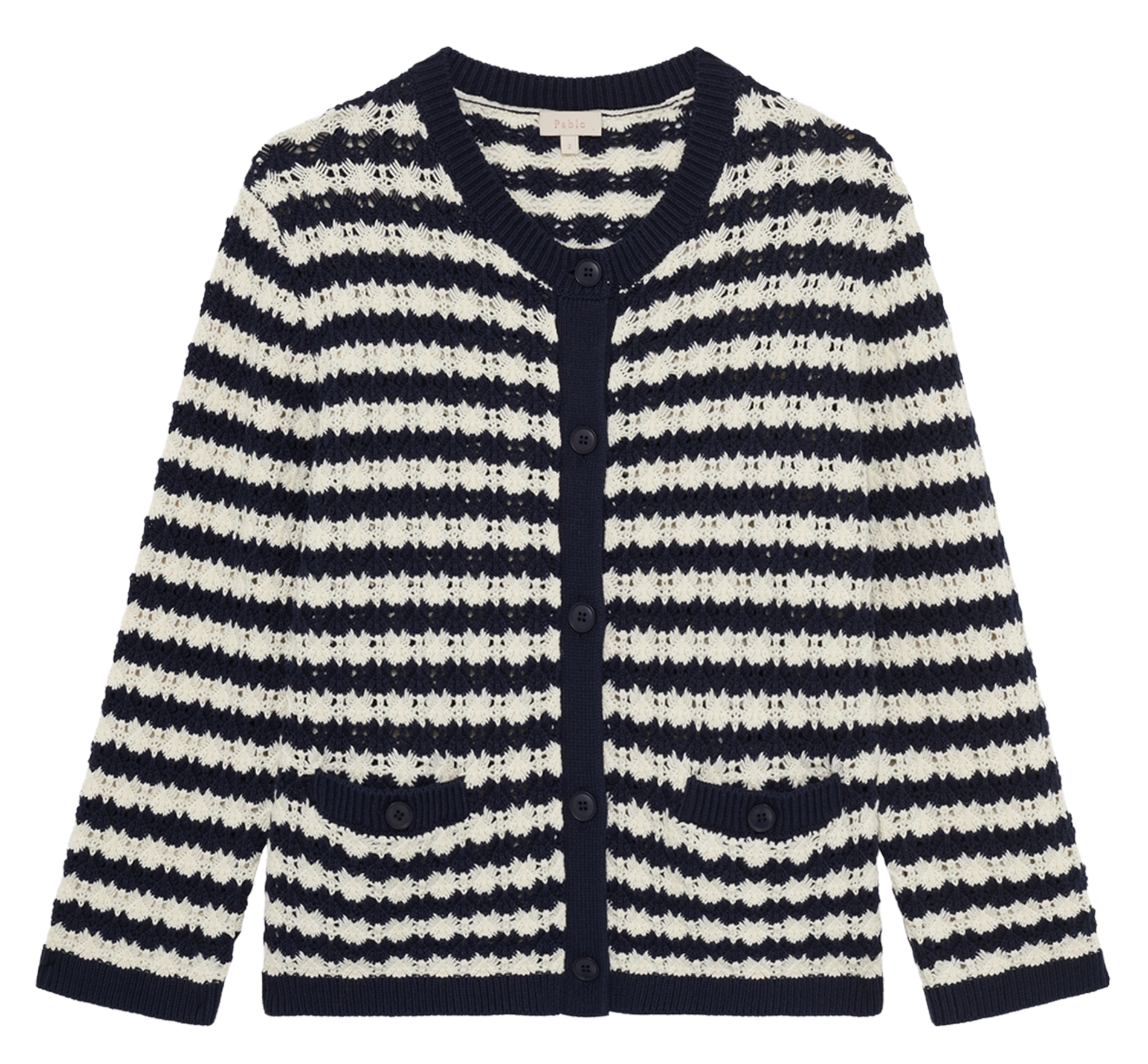 Round-neck straight striped cotton vest PABLO Blue