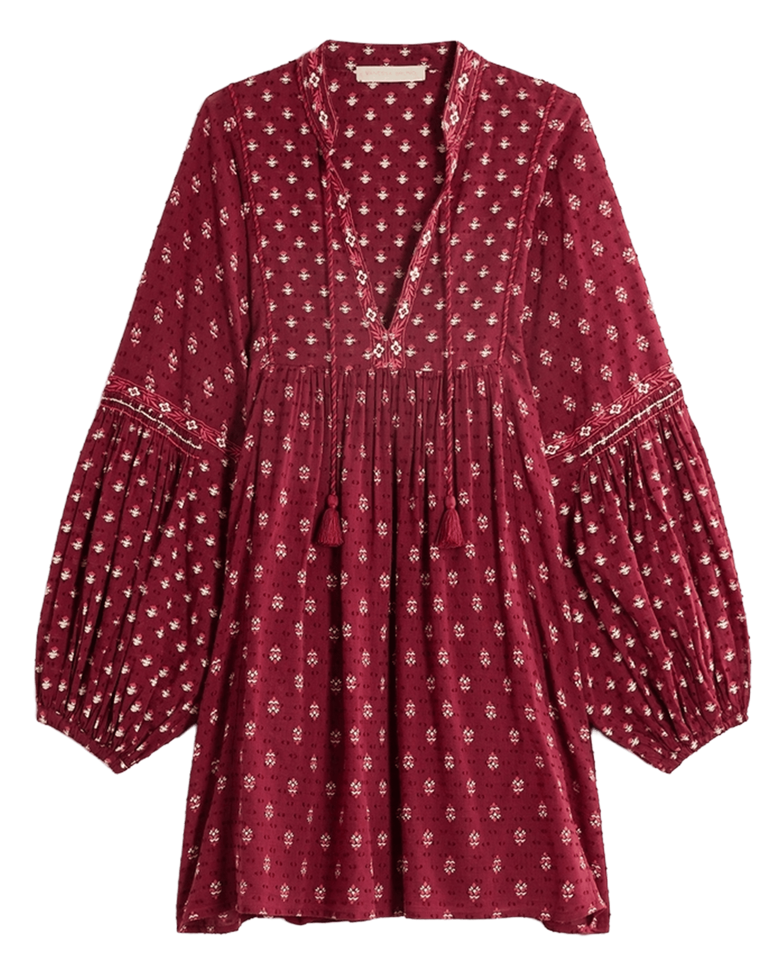 Robe courte col V imprimée VANESSA BRUNO Rouge