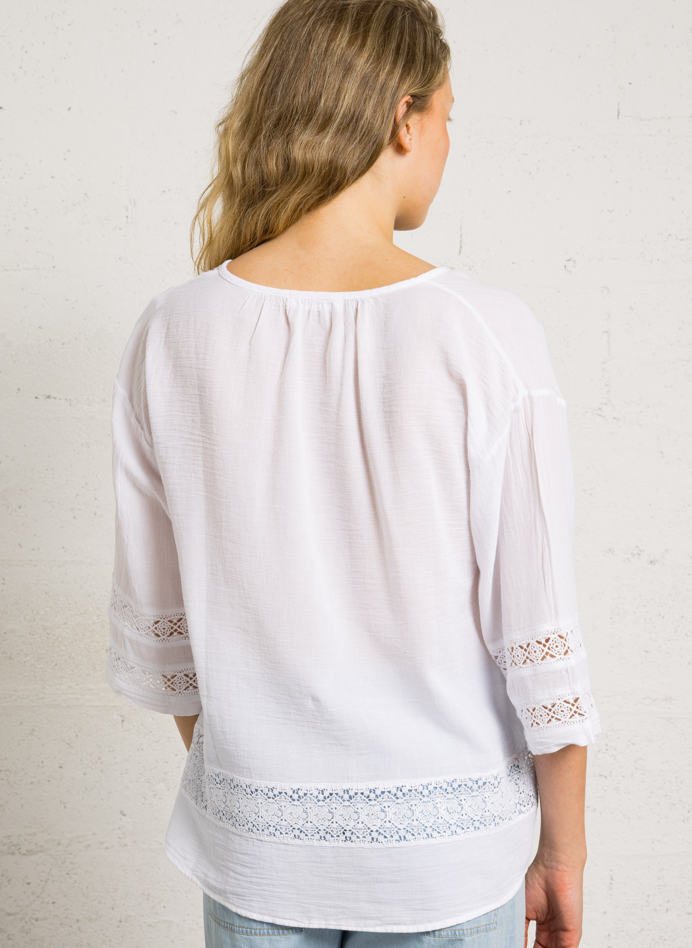 Oversized blouse met V-hals van katoen BELLA JONES Wit