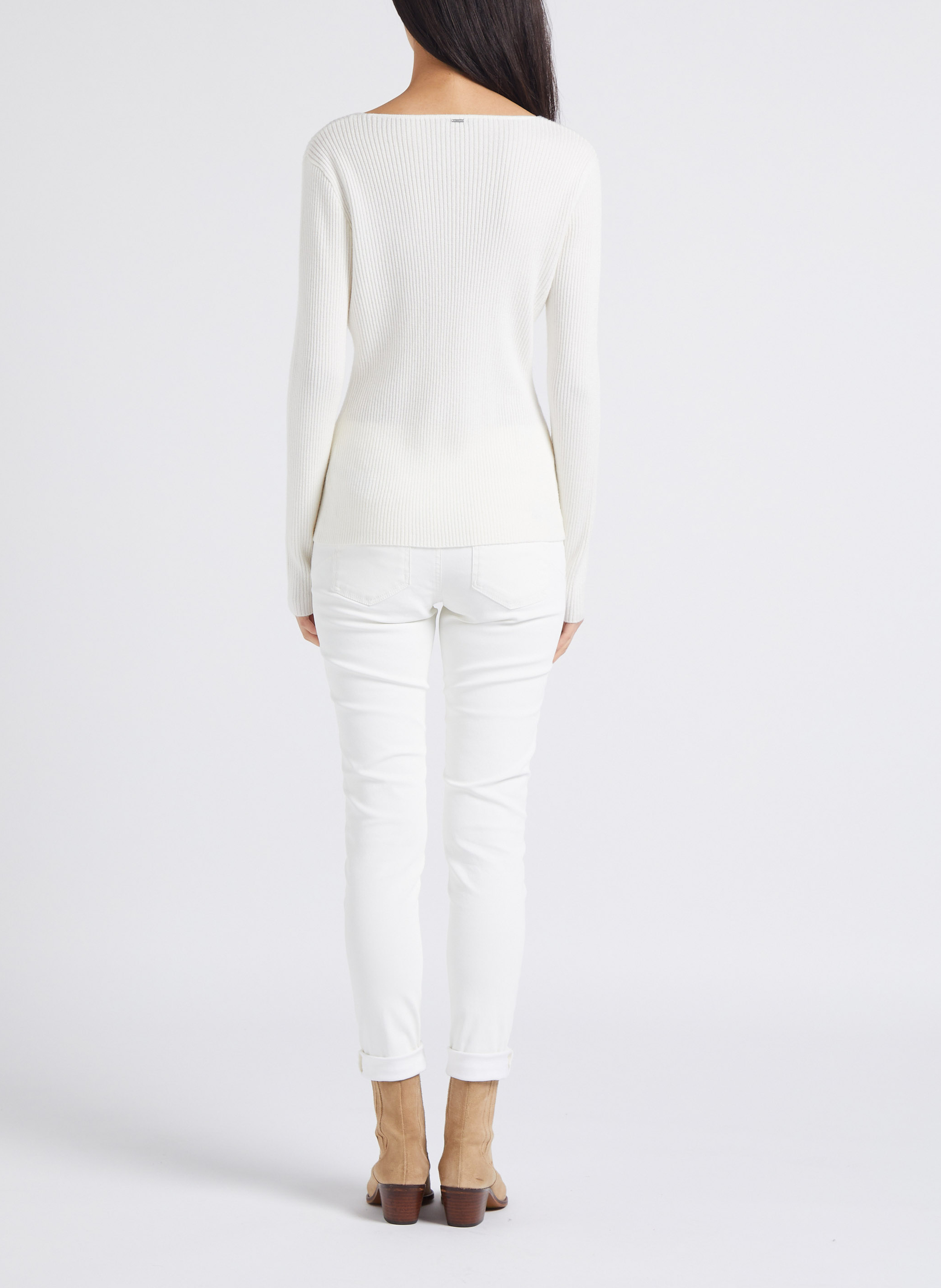 Gecoate, skinny jeans met hoge taille | katoenblend IKKS Wit