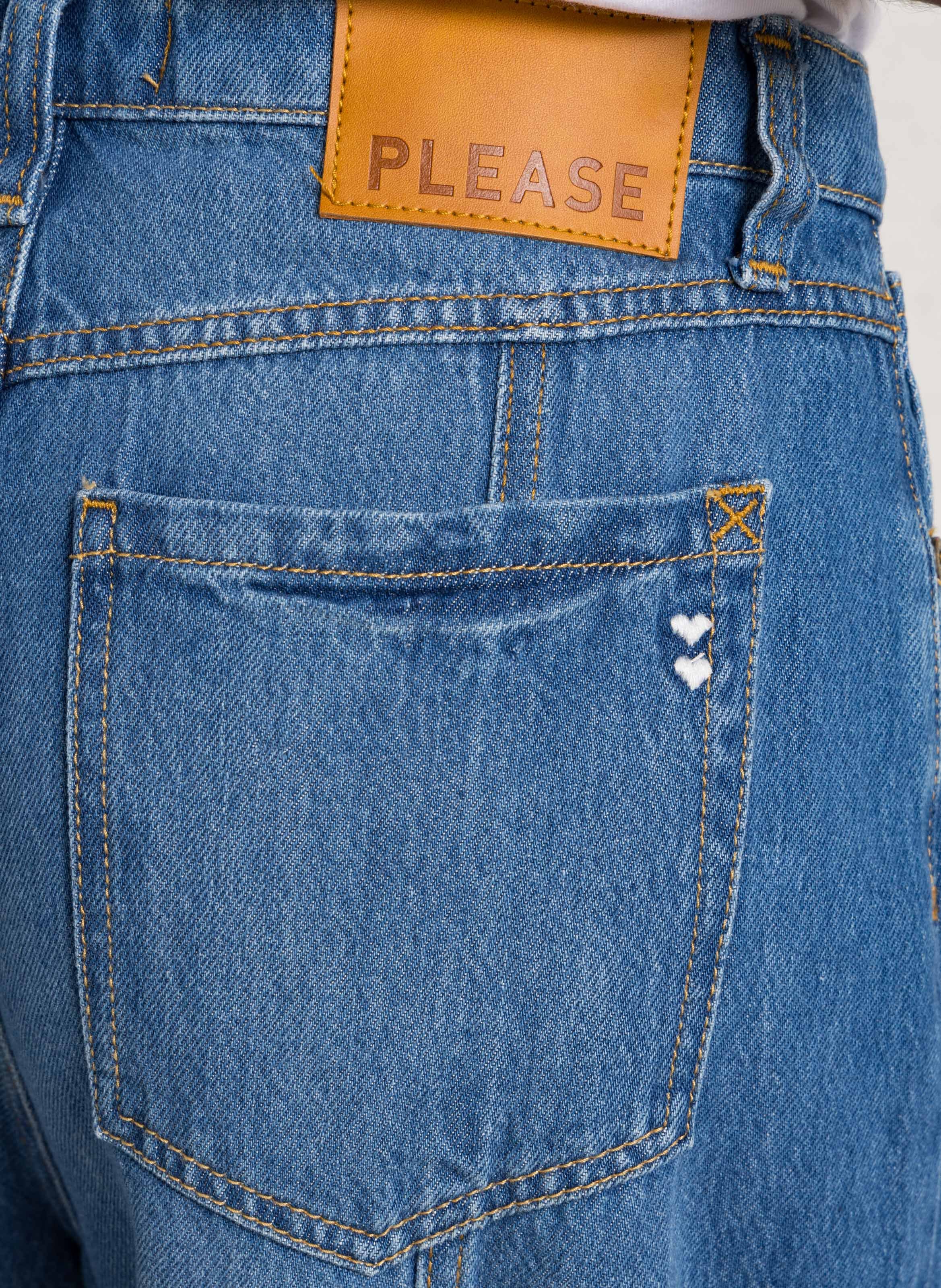 Straight cotton-blend pants PLEASE Blue