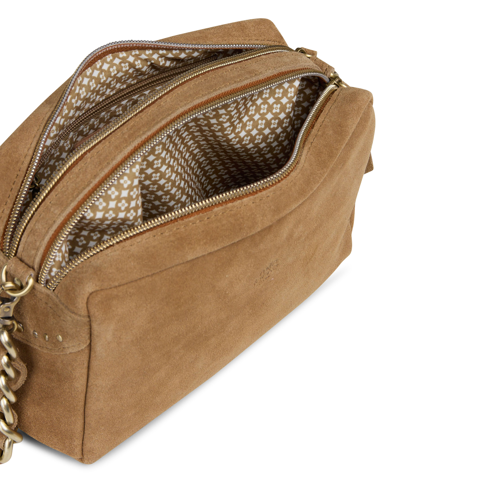 Sac caméra en cuir velours Marron