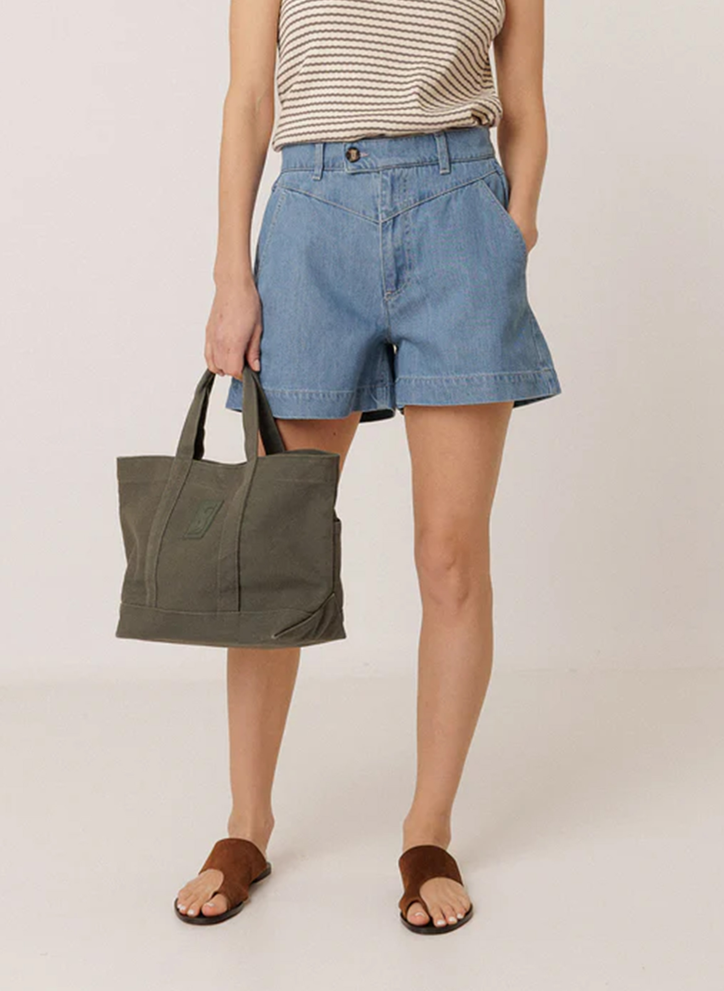 Short large taille haute INDI & COLD Bleu