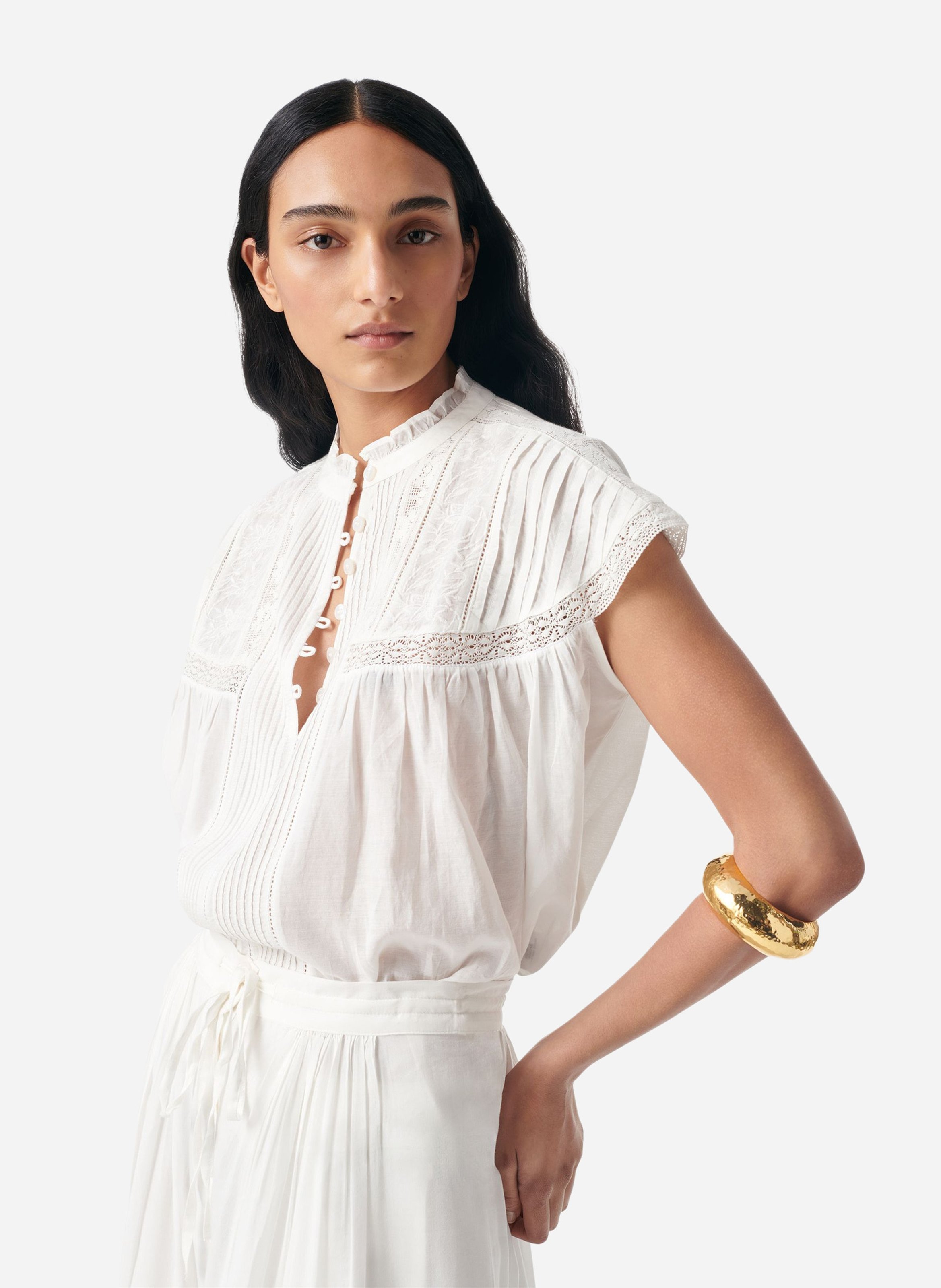 Oversized round neck blended cotton blouse VANESSA BRUNO White