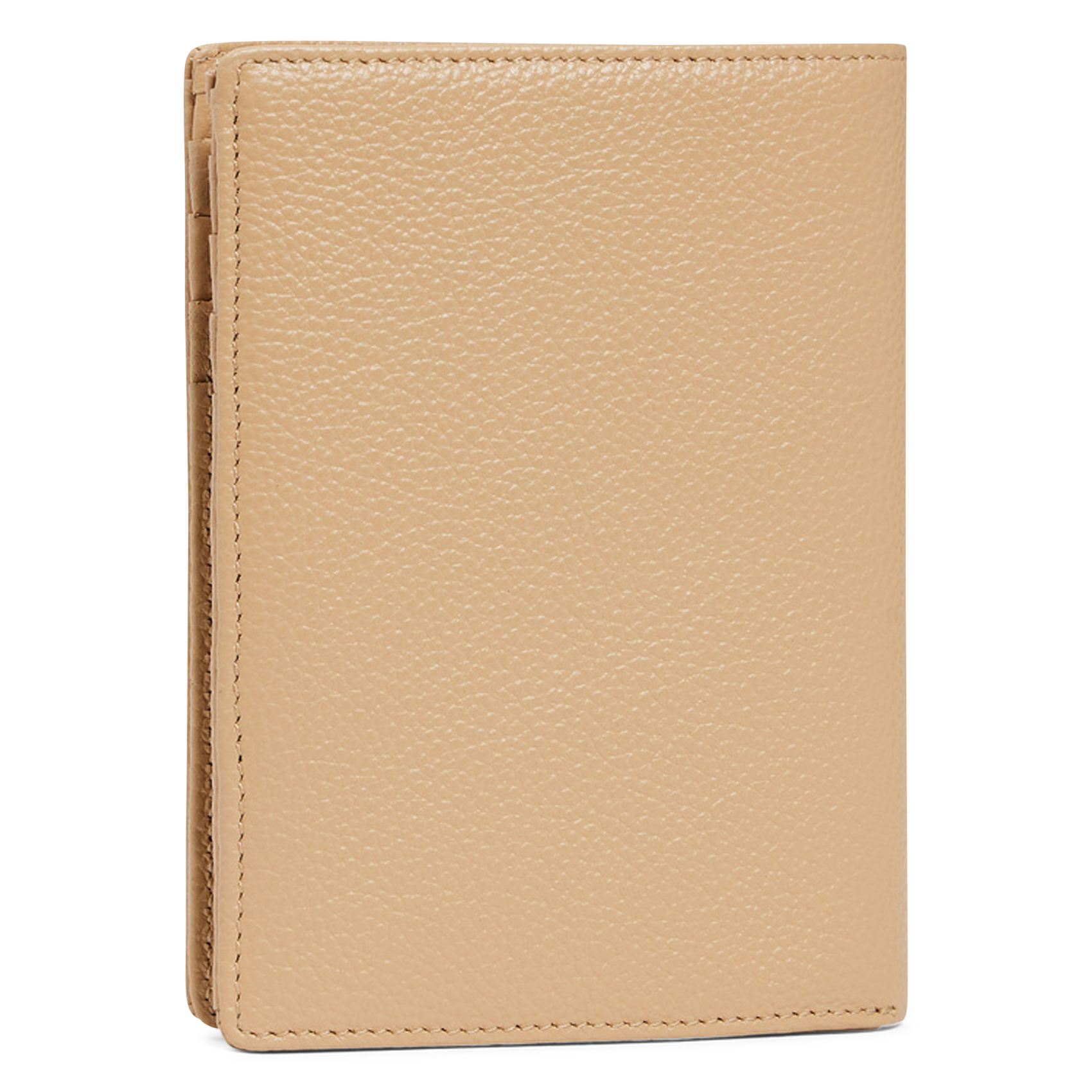 Vertikale Brieftasche mit zwei Fächern aus genarbtem Leder LE TANNEUR Beige
