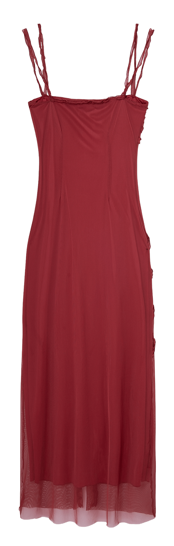 Langes Kleid mit Raffungen am quadratischen Ausschnitt LAAGAM Rot