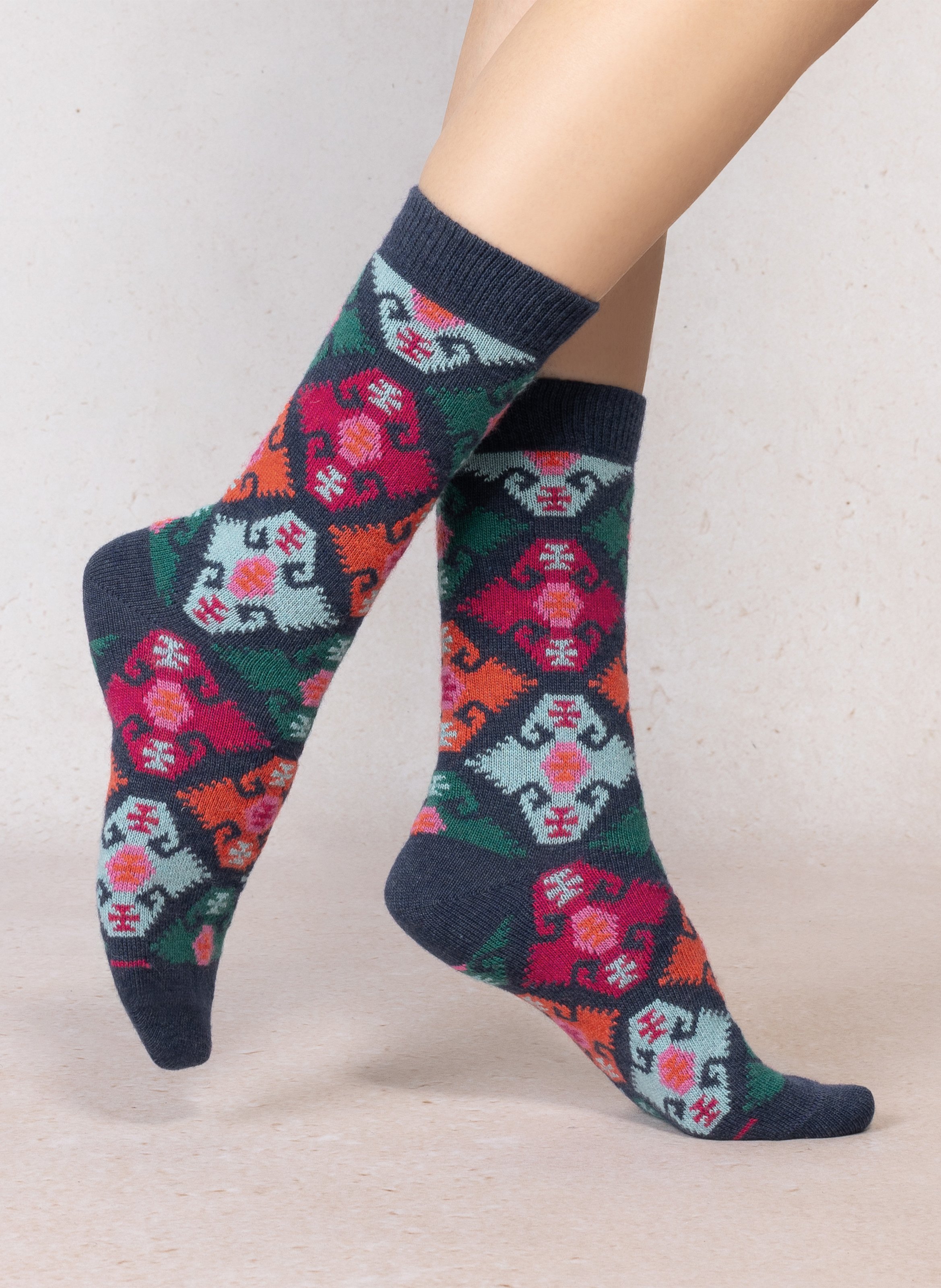 Chaussettes à motif tapisserie BLEUFORET Bleu