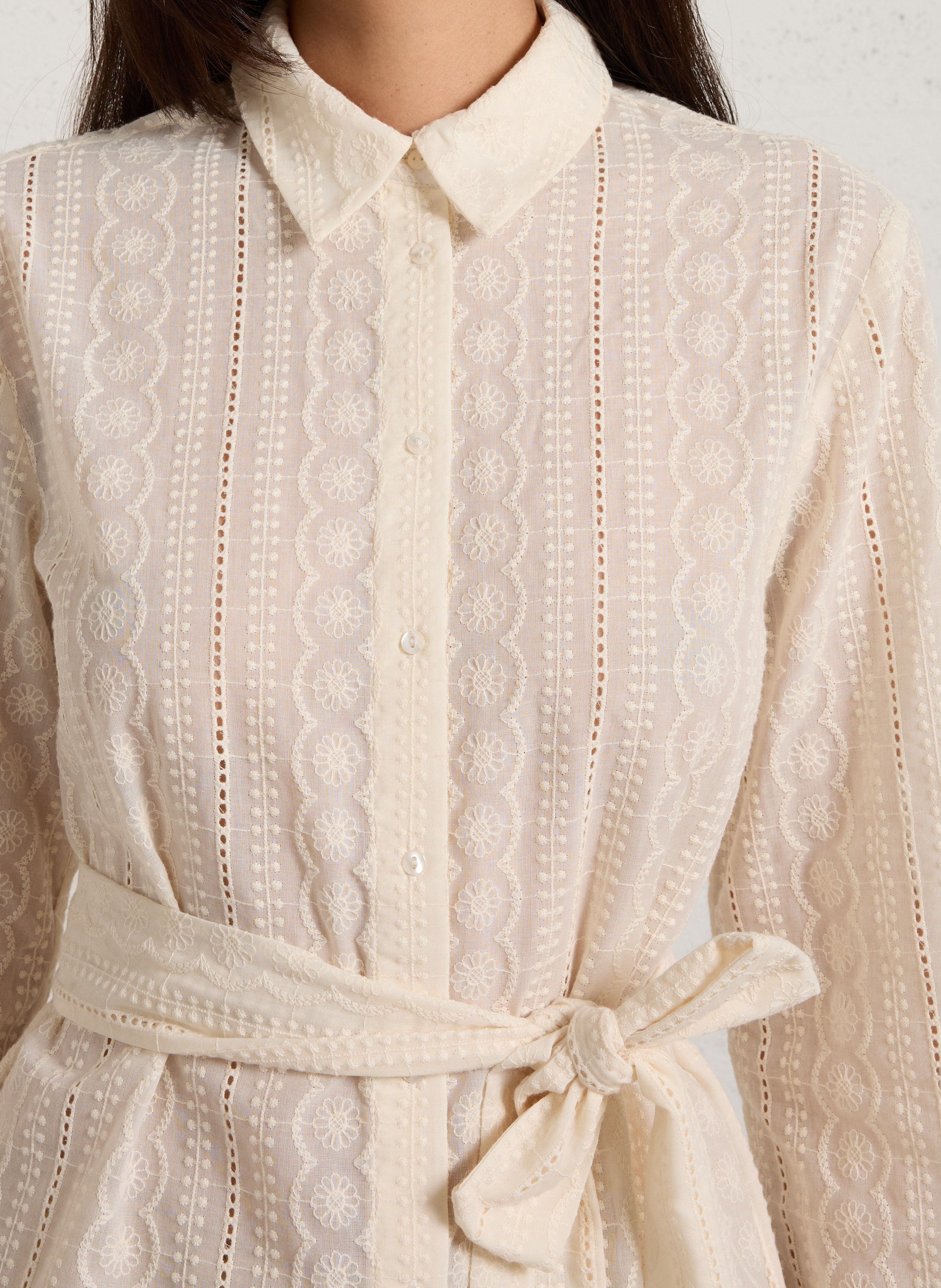 Chemise oversize brodée MAISON 123 Beige