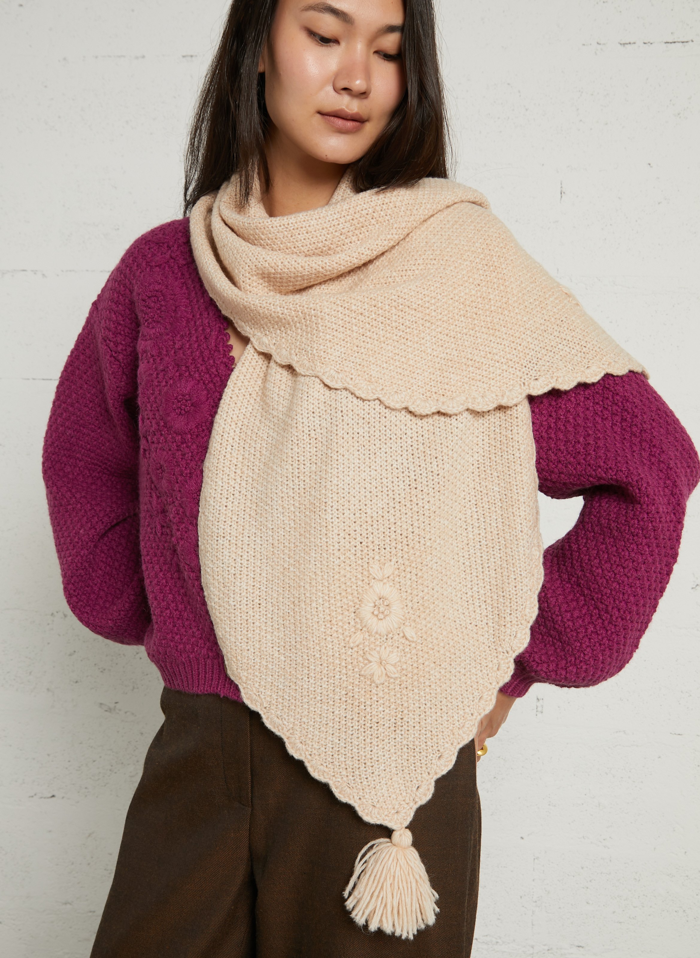 Fantasieschal mit Pompons LOUISE MISHA Beige