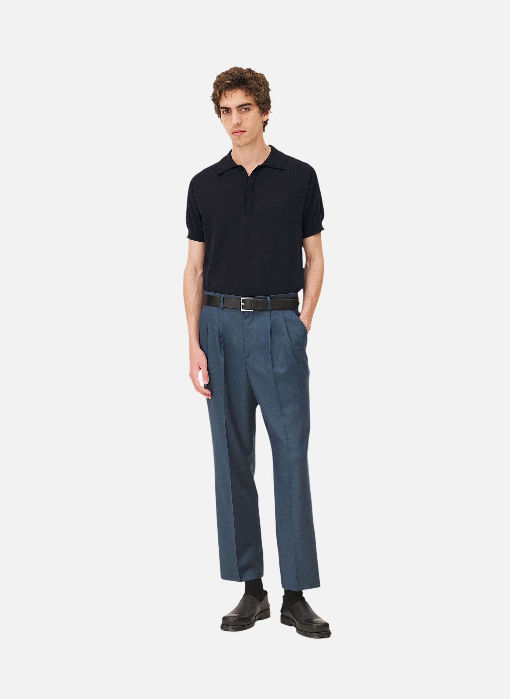 Trousers with pleats Clyde Deep Lagoon Noyoco Blue