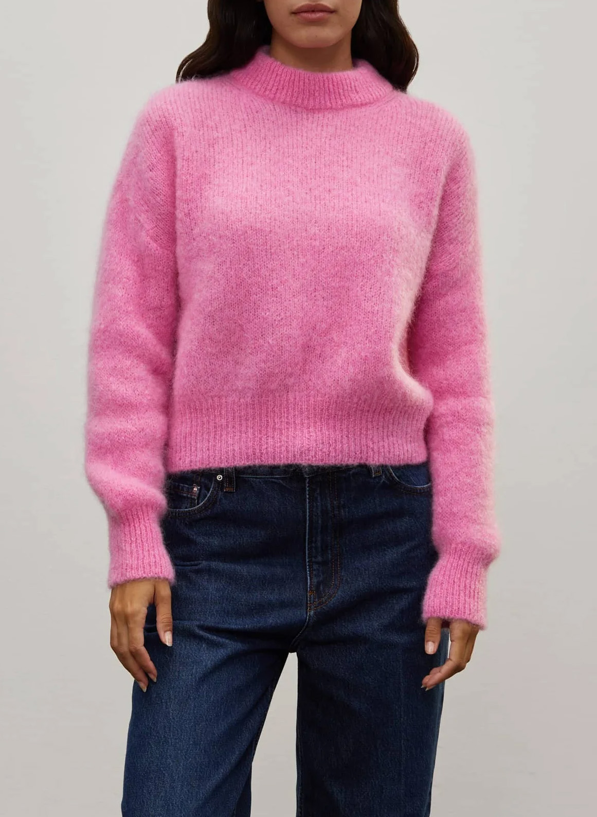Caissa - Wollstrickpullover mit V-Ausschnitt und Details SURPRISE Rosa