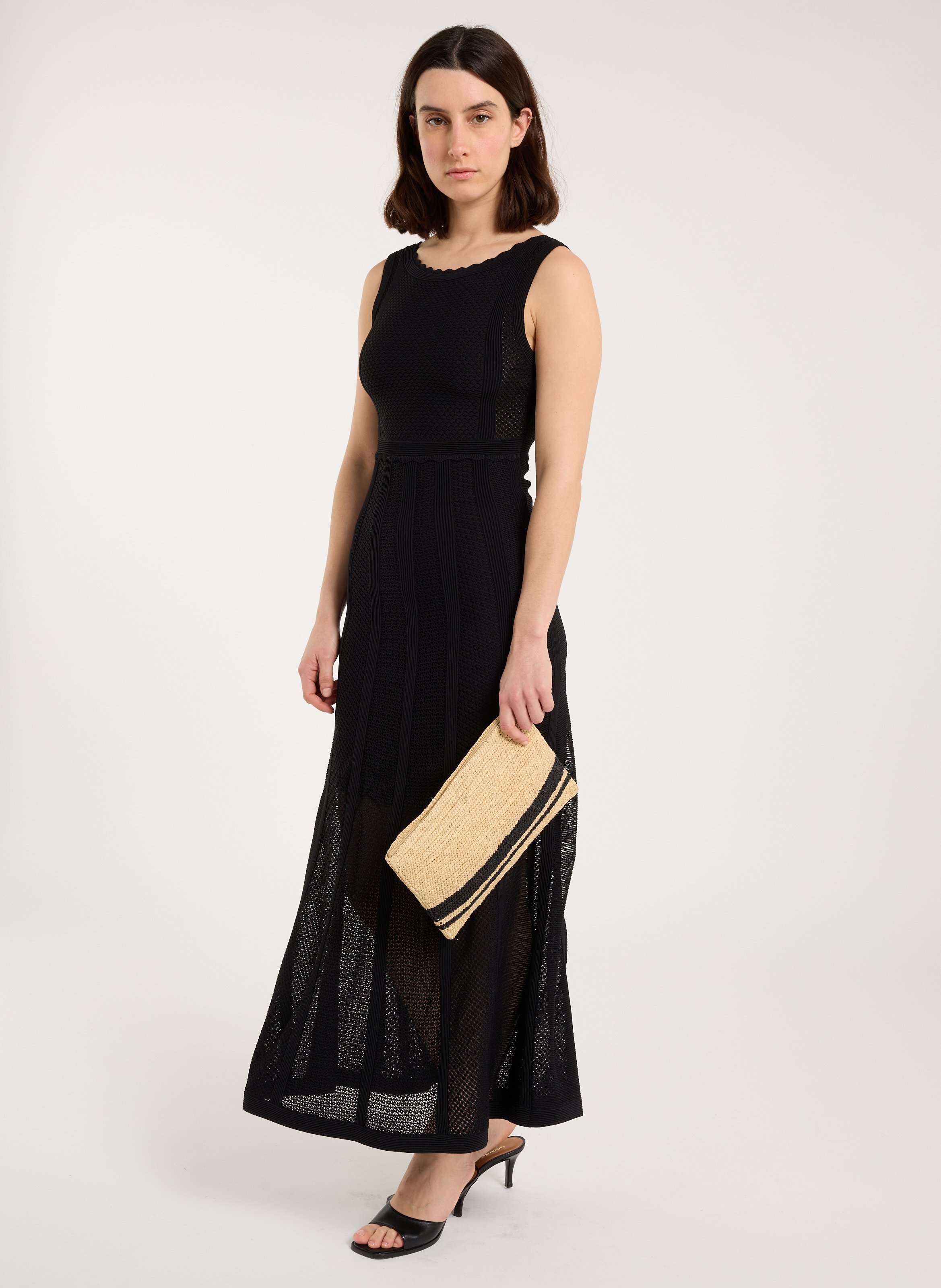 Long round-neck knit dress SAISON 1865 Black