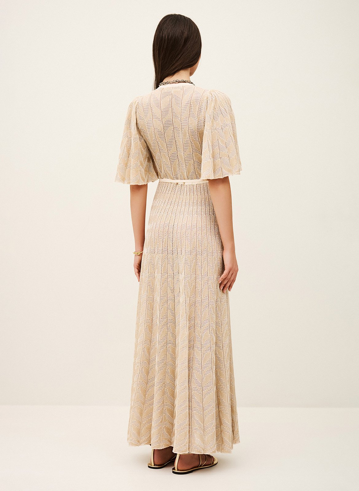 Robe longue portefeuille à paillettes BA&SH Goudkleurig