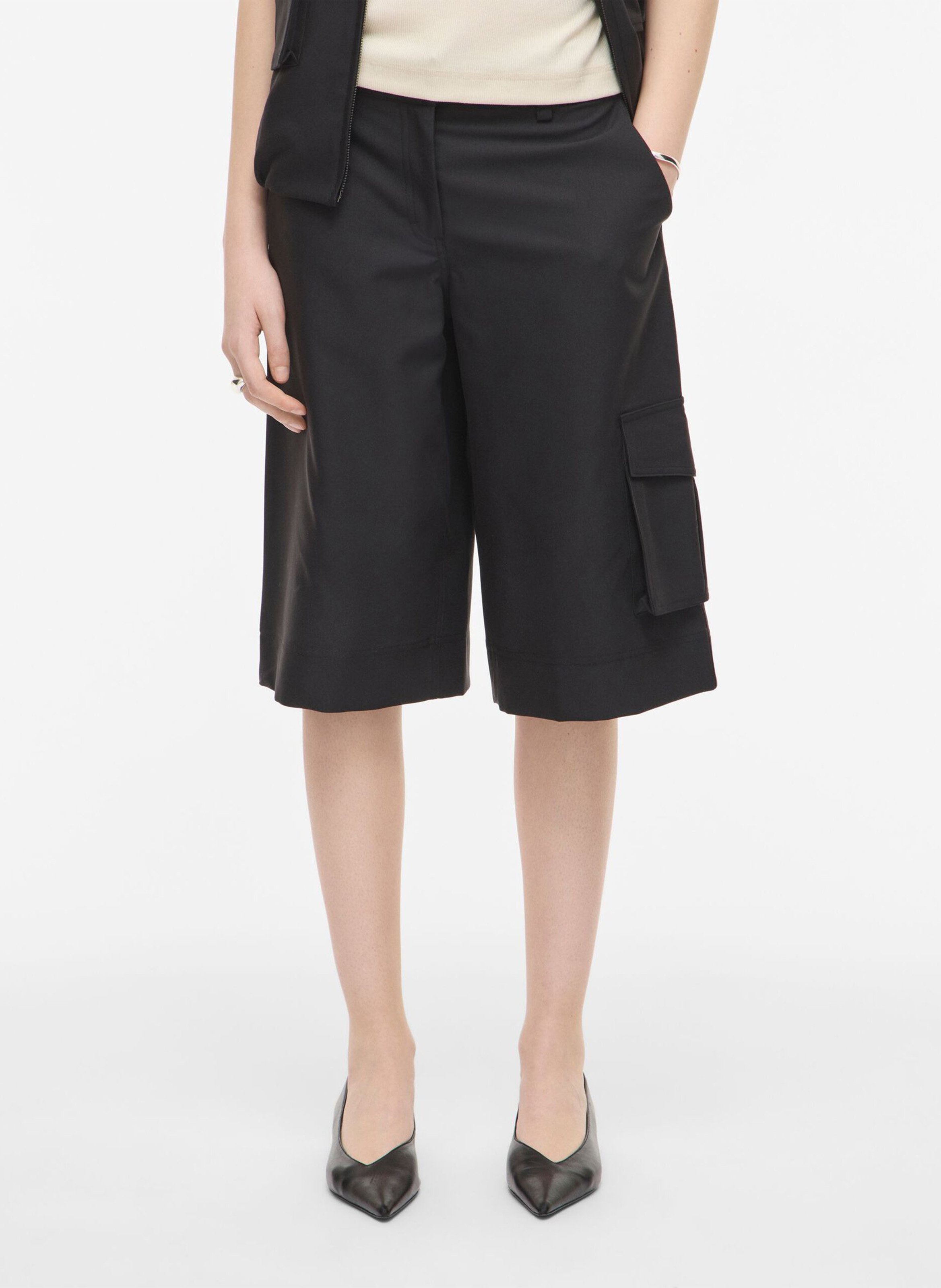 High-waisted plain Bermuda shorts ROUGE EDIT Grey