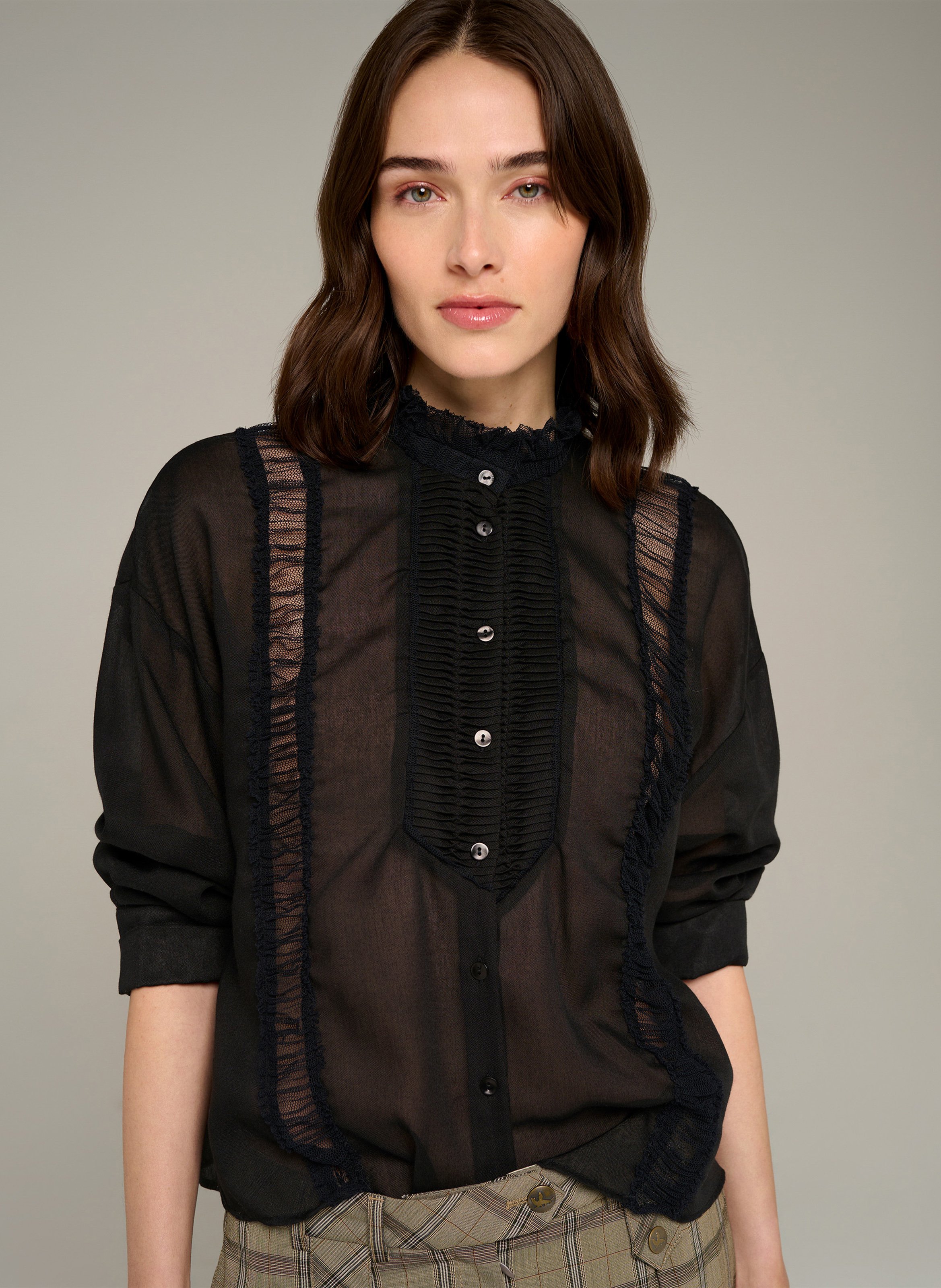 Loose blouse with draped detail COTELAC Black