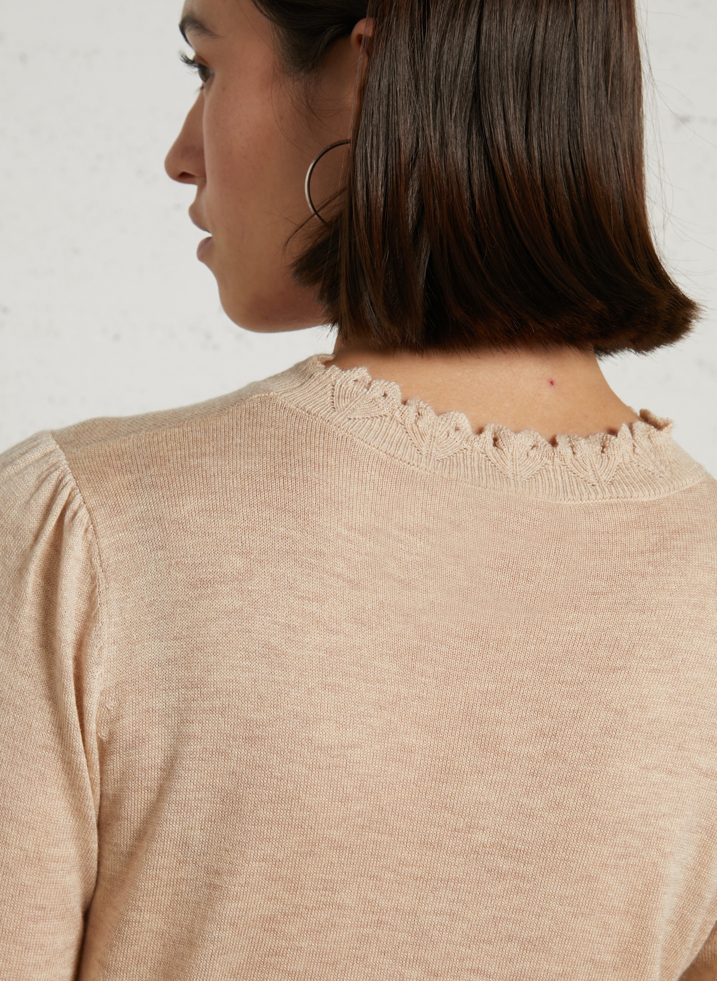 Straight solid color sweater with ruffles LA PETITE ETOILE Beige