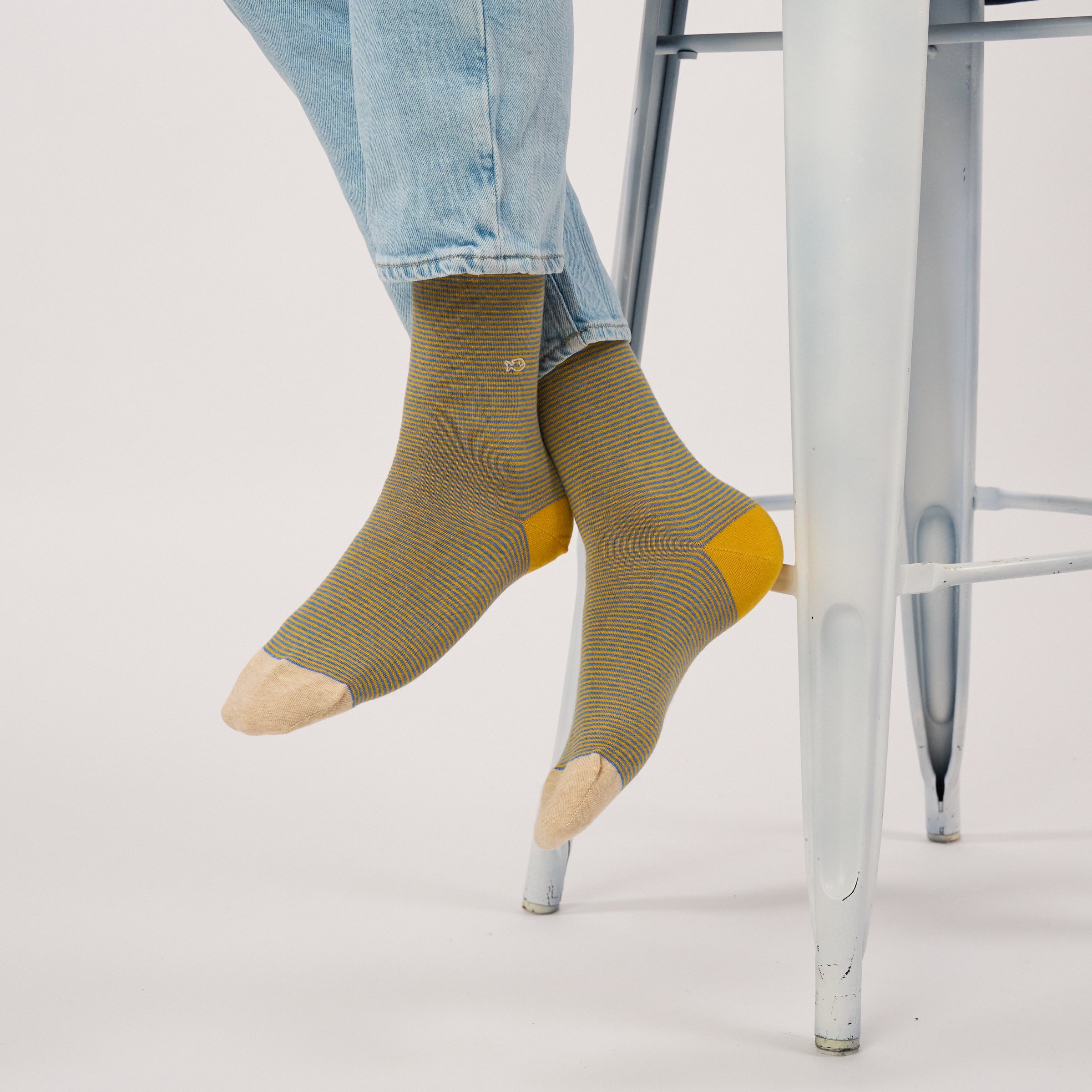 Combed cotton striped socks BILLYBELT Yellow